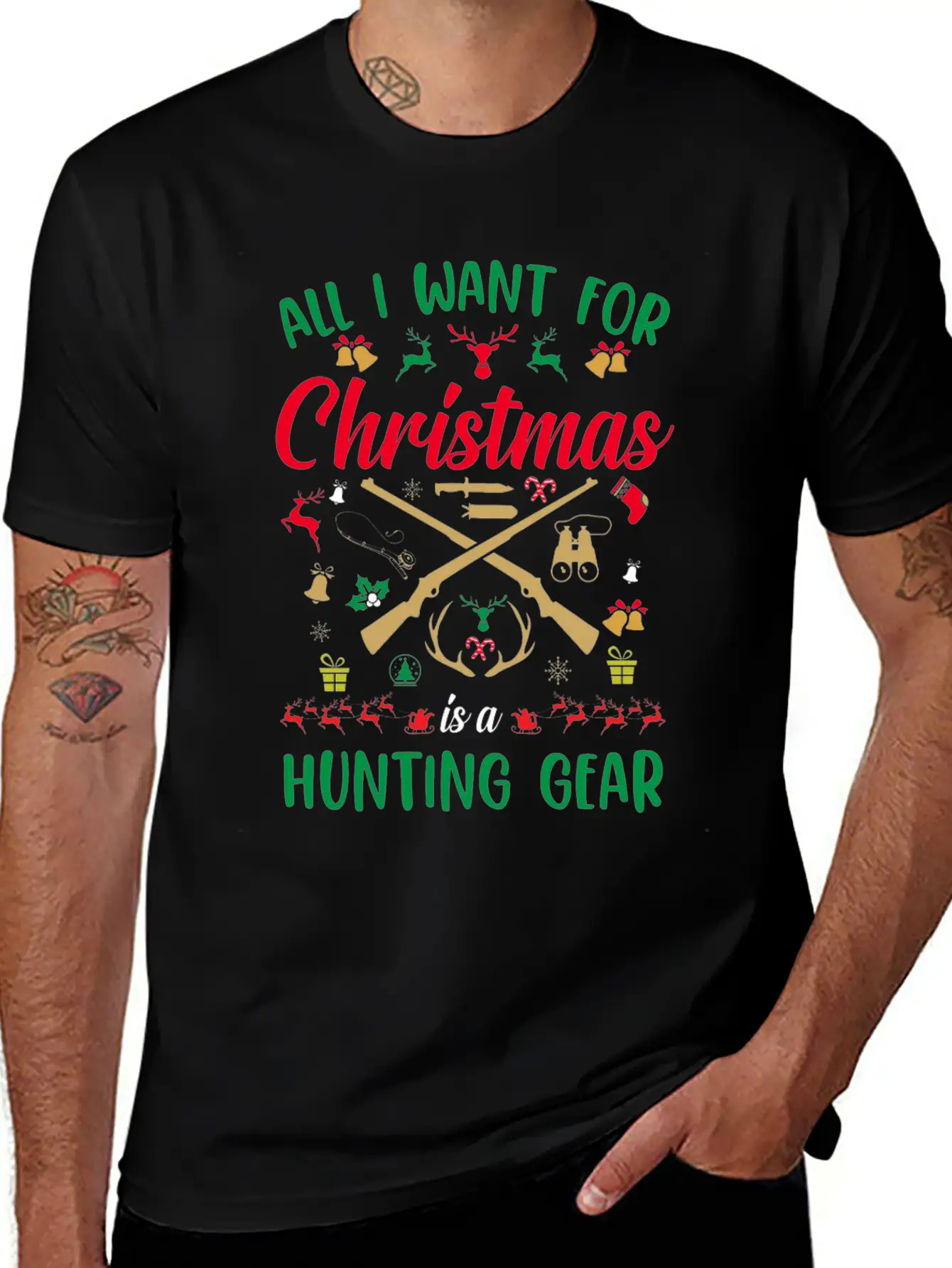All I Want For Christmas Is A Hunting Gear Unisex Casual T-Shirt – Clean Design For Daily Comfort