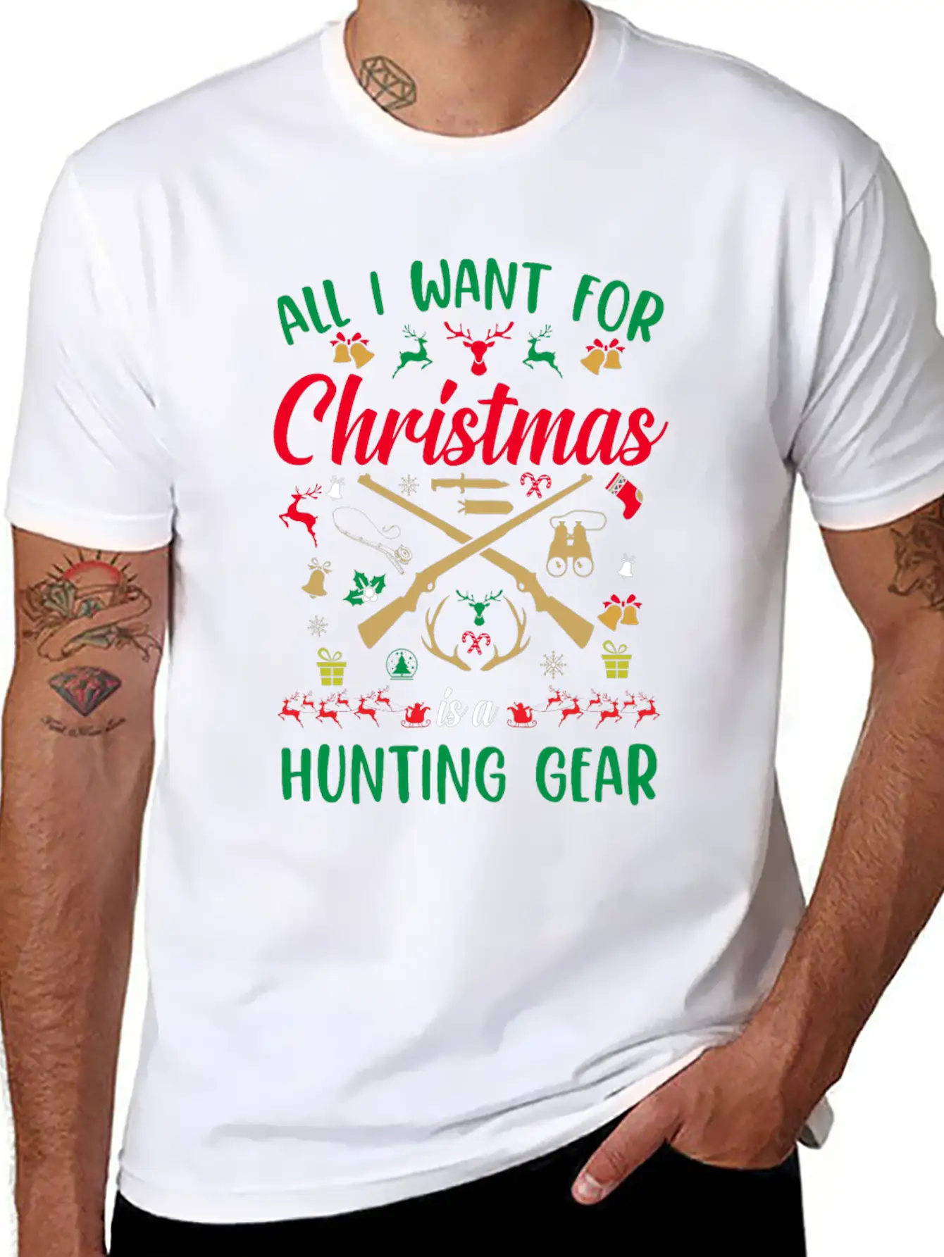 All I Want For Christmas Is A Hunting Gear Unisex Casual T-Shirt – Clean Design For Daily Comfort