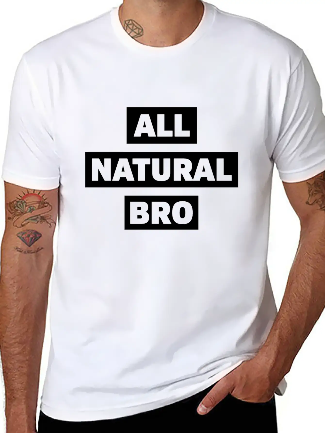 All Natural Bro Fitness Gym Motivation Classic Fit Graphic Tee For Daily Comfort – Unisex Cotton Shirt