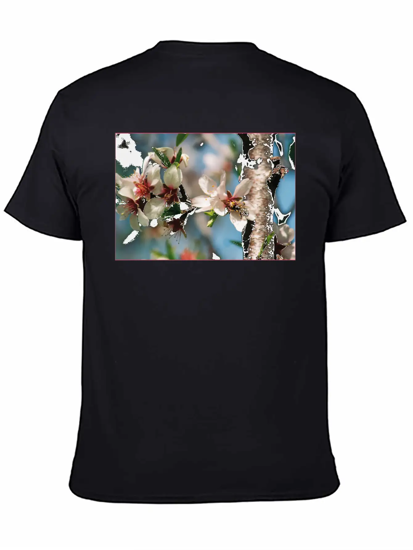 Almond Blossom With Bees On The Tree In Mallorca Casual Graphic T-Shirt – Simple And Comfortable Daily Wear