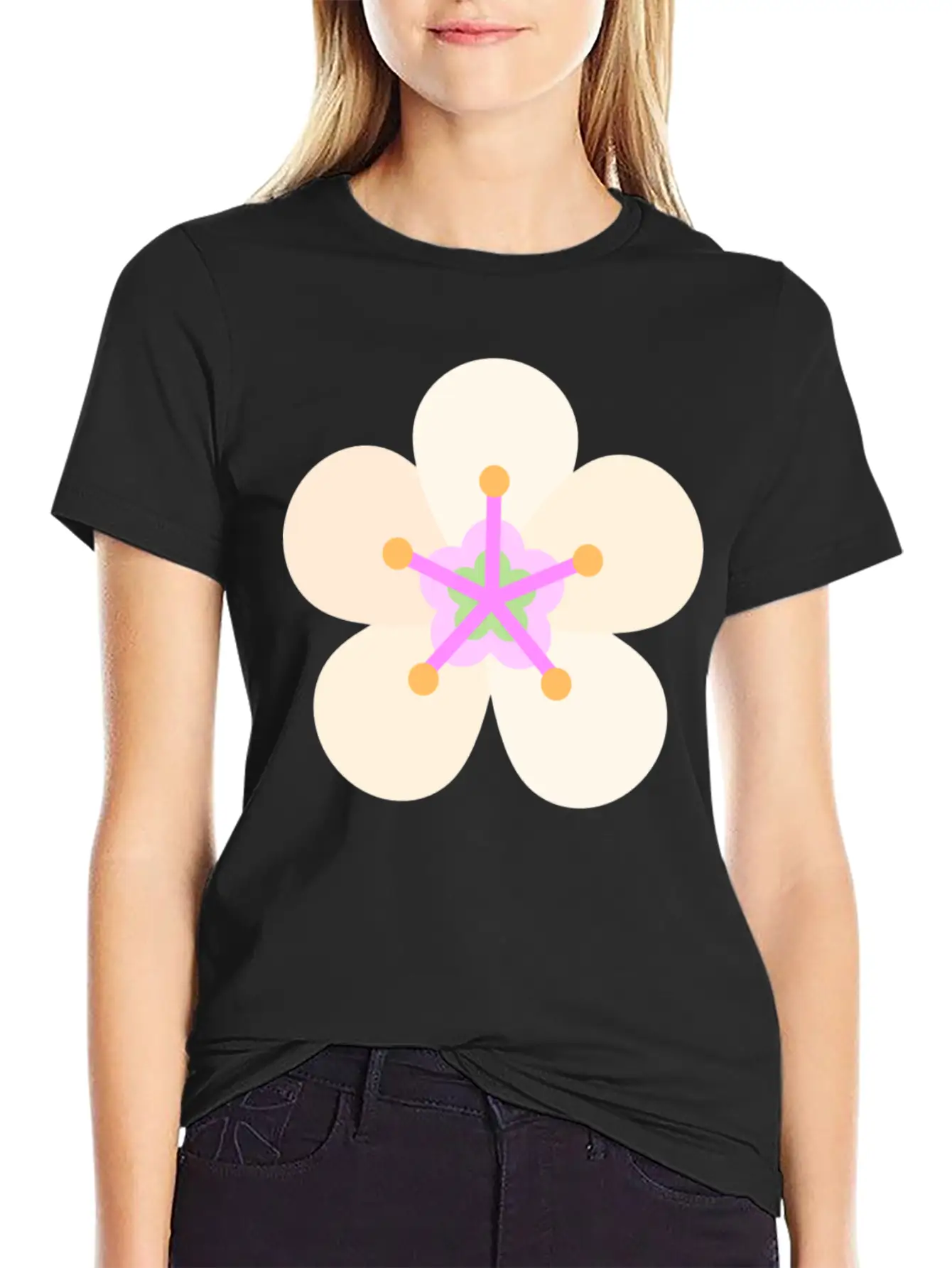 Almond Flower Classic Fit Graphic Tee For Daily Comfort – Unisex Cotton Shirt