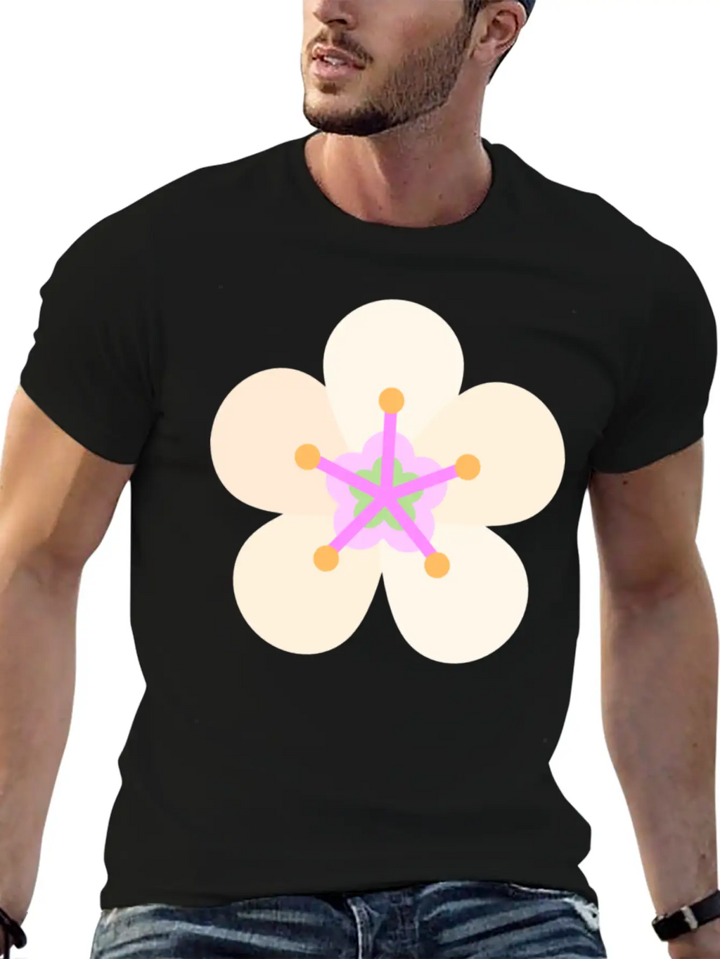 Almond Flower Classic Fit Graphic Tee For Daily Comfort – Unisex Cotton Shirt