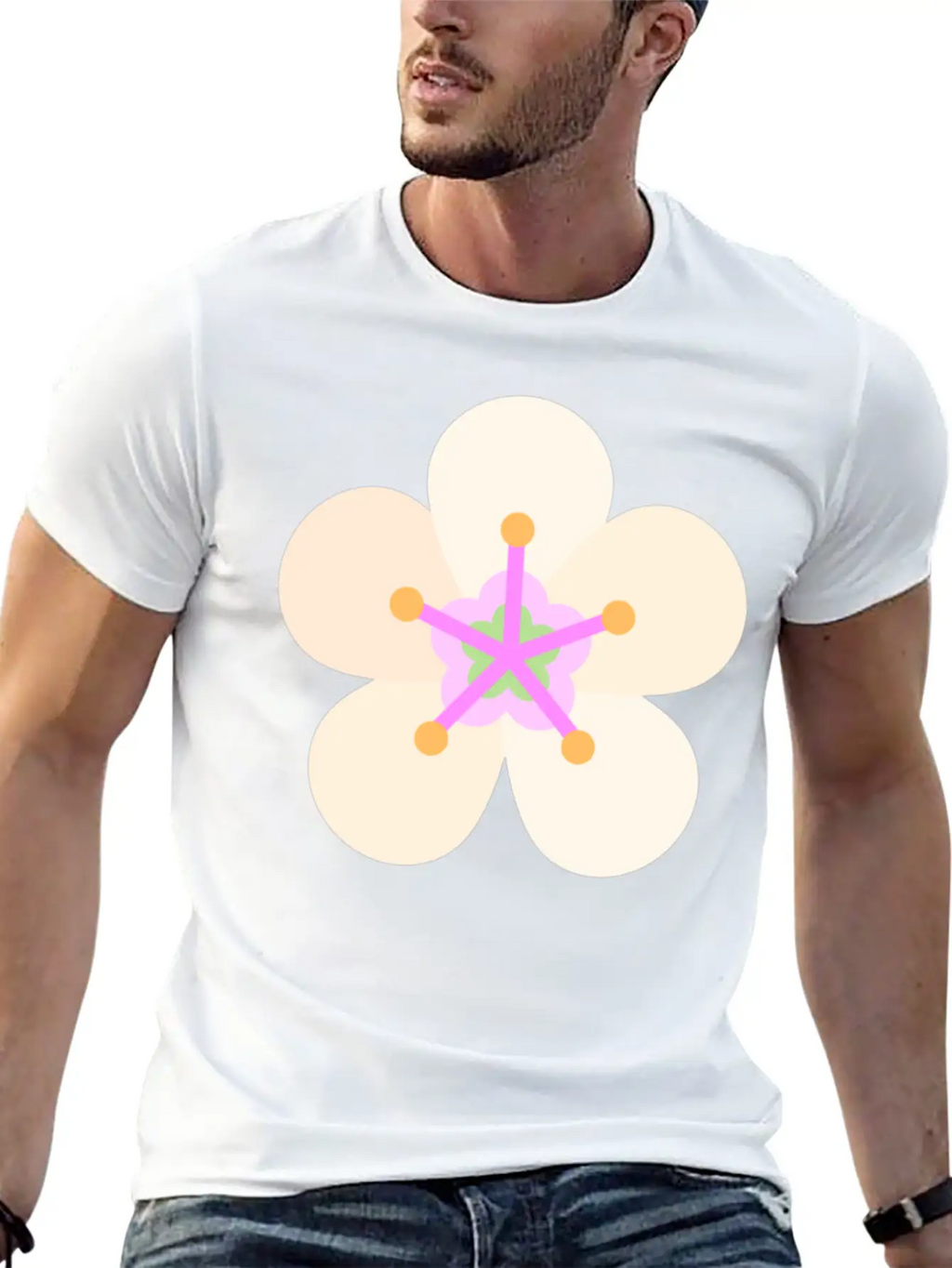 Almond Flower Classic Fit Graphic Tee For Daily Comfort – Unisex Cotton Shirt