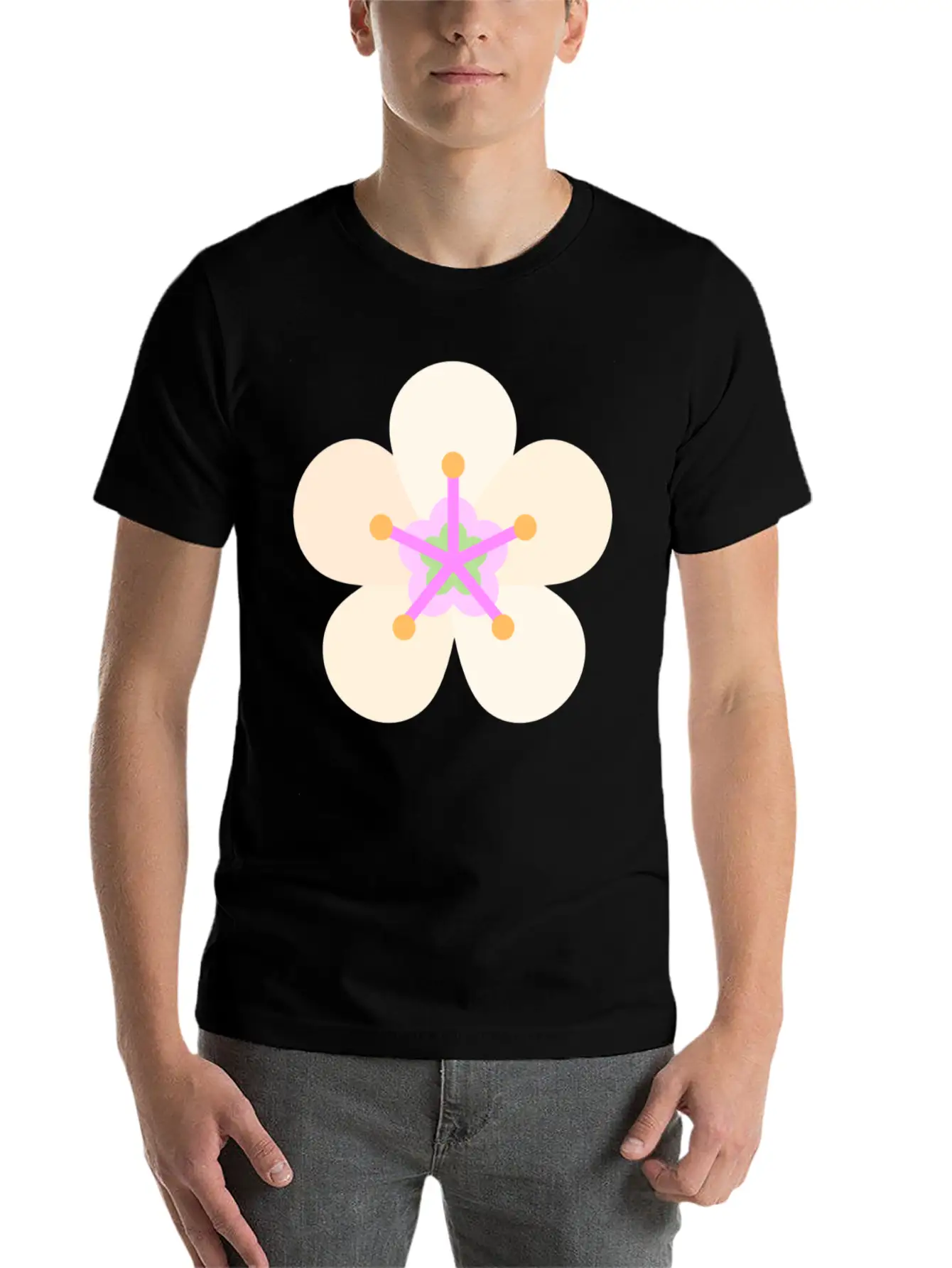Almond Flower Classic Fit Graphic Tee For Daily Comfort – Unisex Cotton Shirt