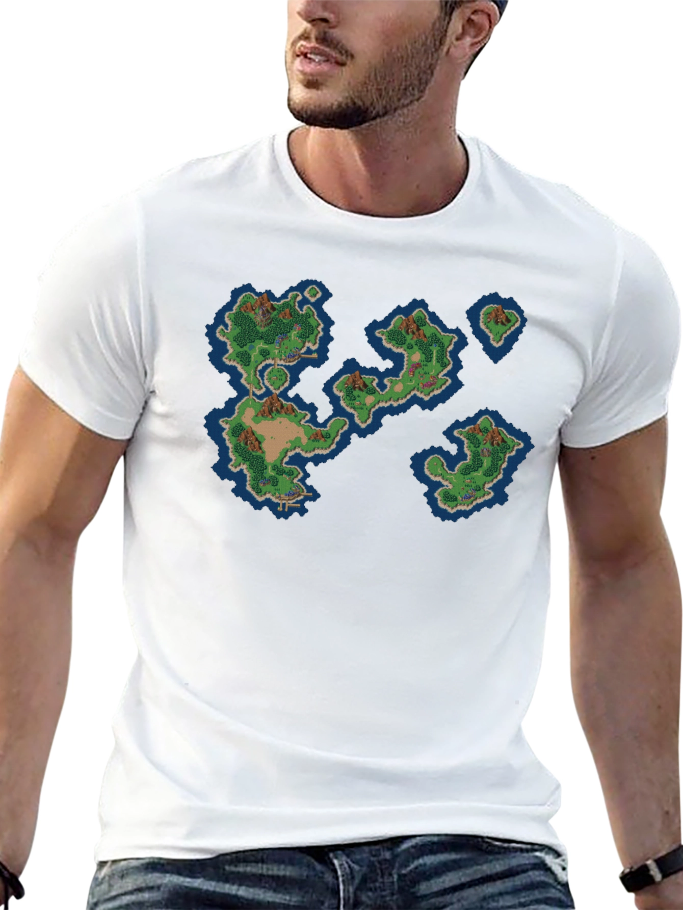 Retro Island Map Graphic Tee - Black