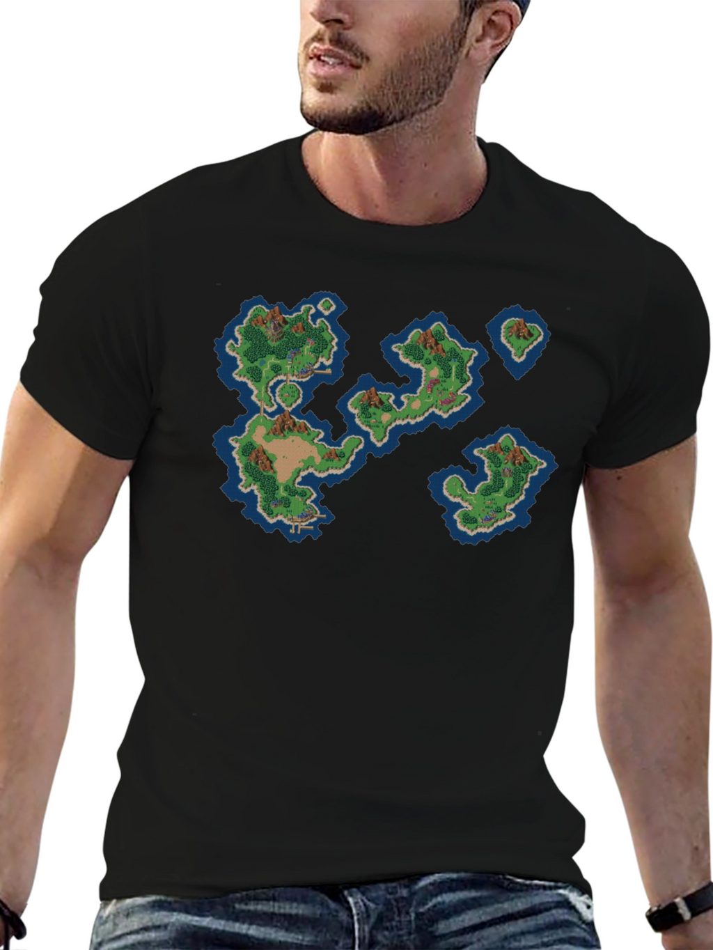 Retro Island Map Graphic Tee - Black