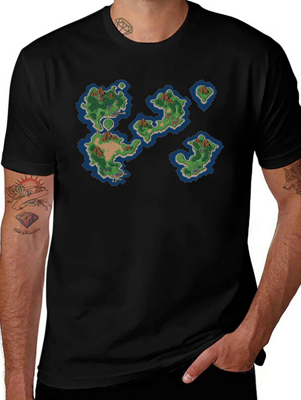 Retro Island Map Graphic Tee - Black