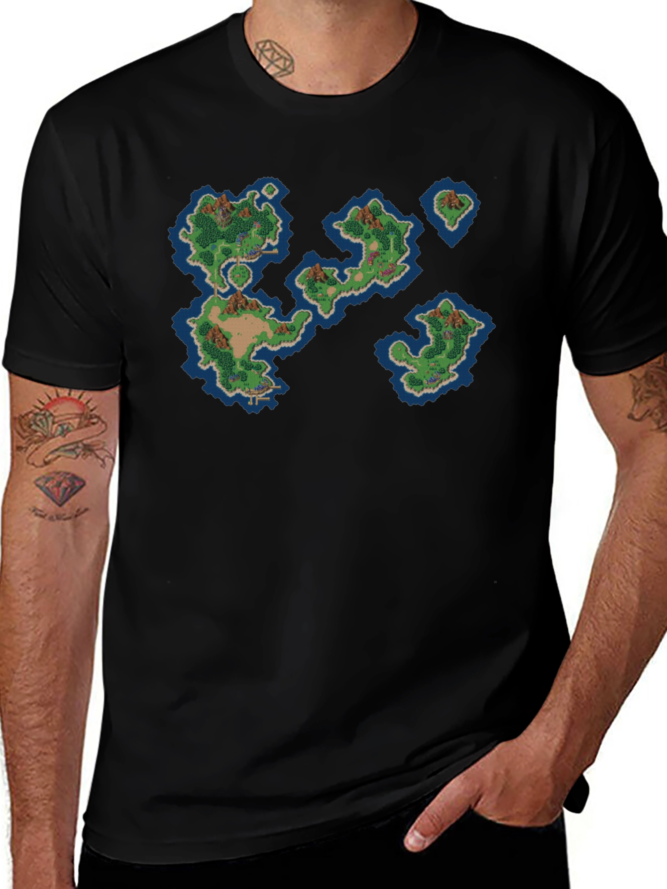 Retro Island Map Graphic Tee - Black