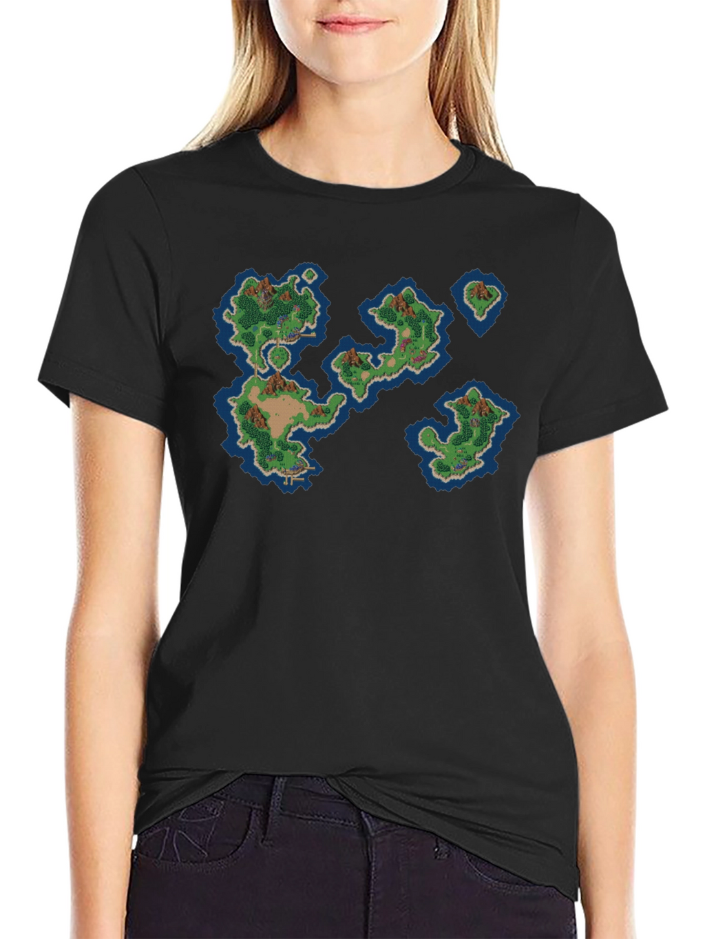 Retro Island Map Graphic Tee - Black