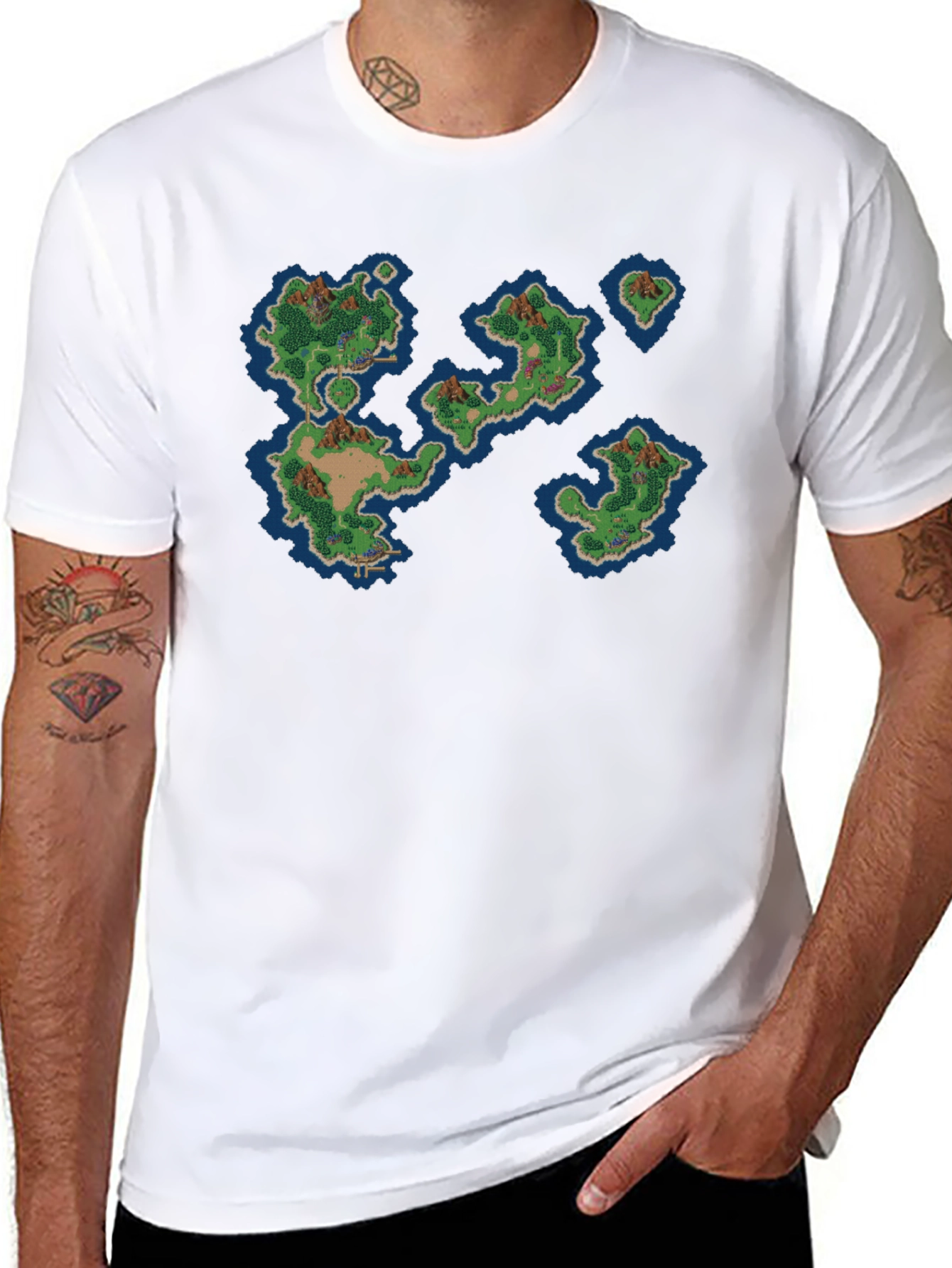 Retro Island Map Graphic Tee - Black