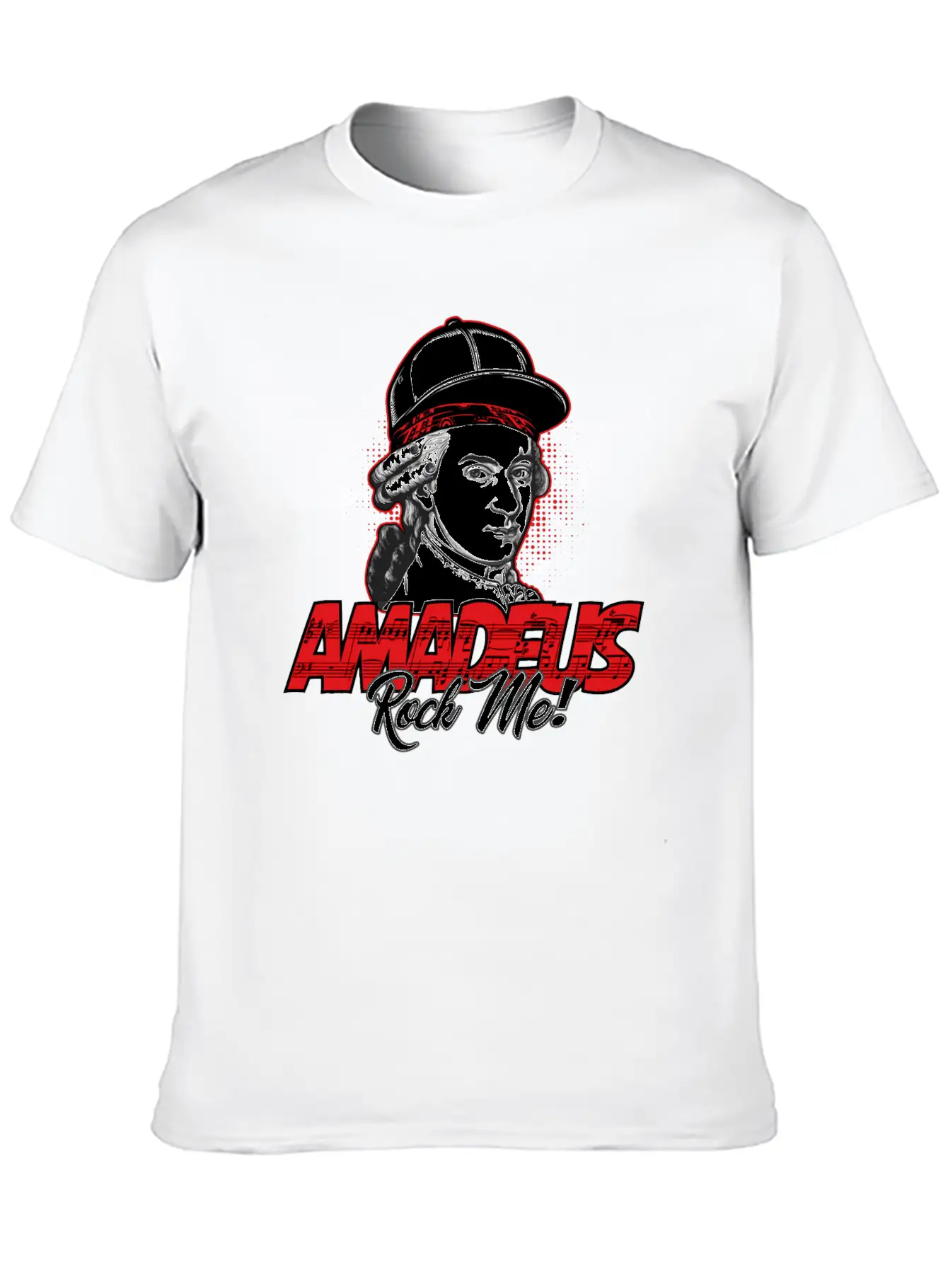 Amadeus Rock Me | Wolfgang Amadeus Mozart Classic Stylish Everyday T-Shirt – Unisex Basic Cotton Tee