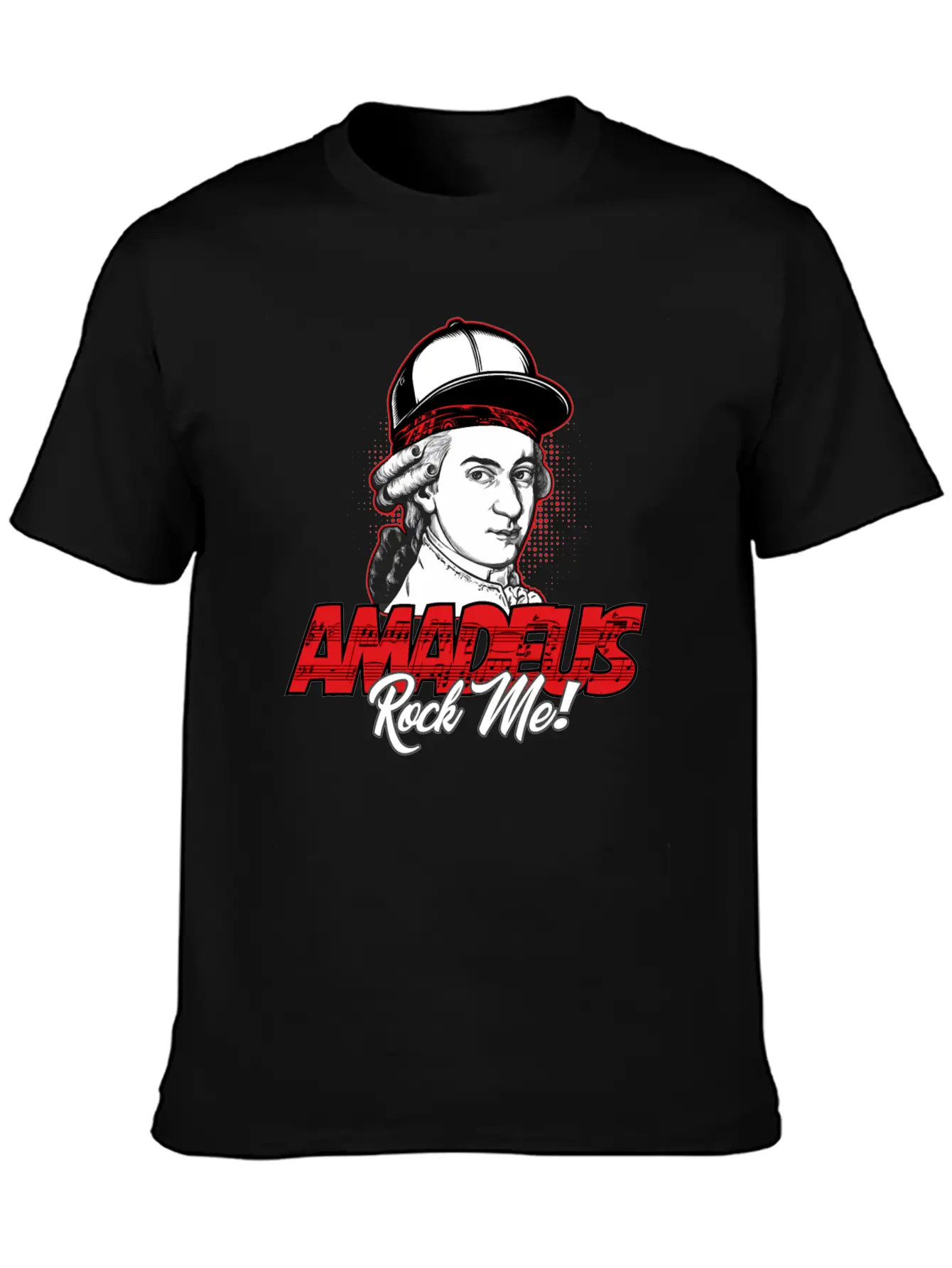 Amadeus Rock Me | Wolfgang Amadeus Mozart Classic Stylish Everyday T-Shirt – Unisex Basic Cotton Tee