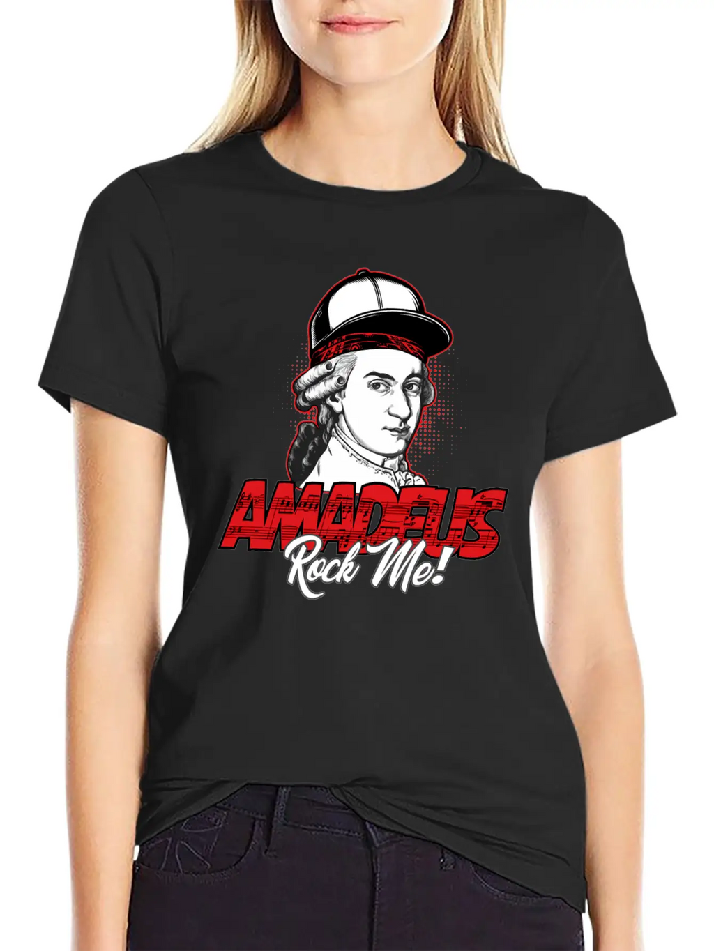 Amadeus Rock Me | Wolfgang Amadeus Mozart Classic Stylish Everyday T-Shirt – Unisex Basic Cotton Tee