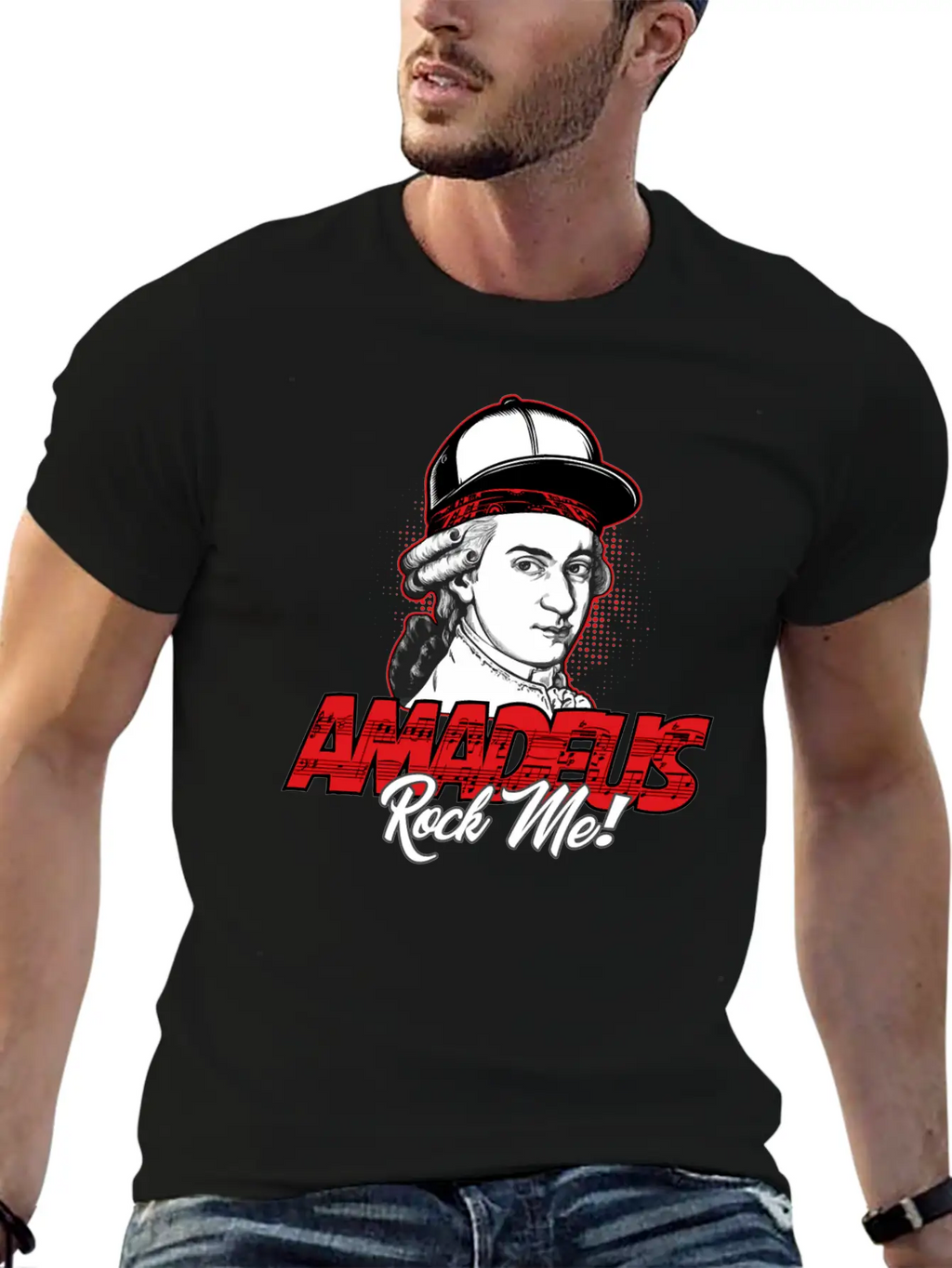 Amadeus Rock Me | Wolfgang Amadeus Mozart Classic Stylish Everyday T-Shirt – Unisex Basic Cotton Tee