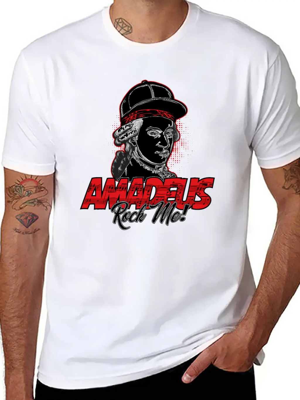 Amadeus Rock Me | Wolfgang Amadeus Mozart Classic Stylish Everyday T-Shirt – Unisex Basic Cotton Tee