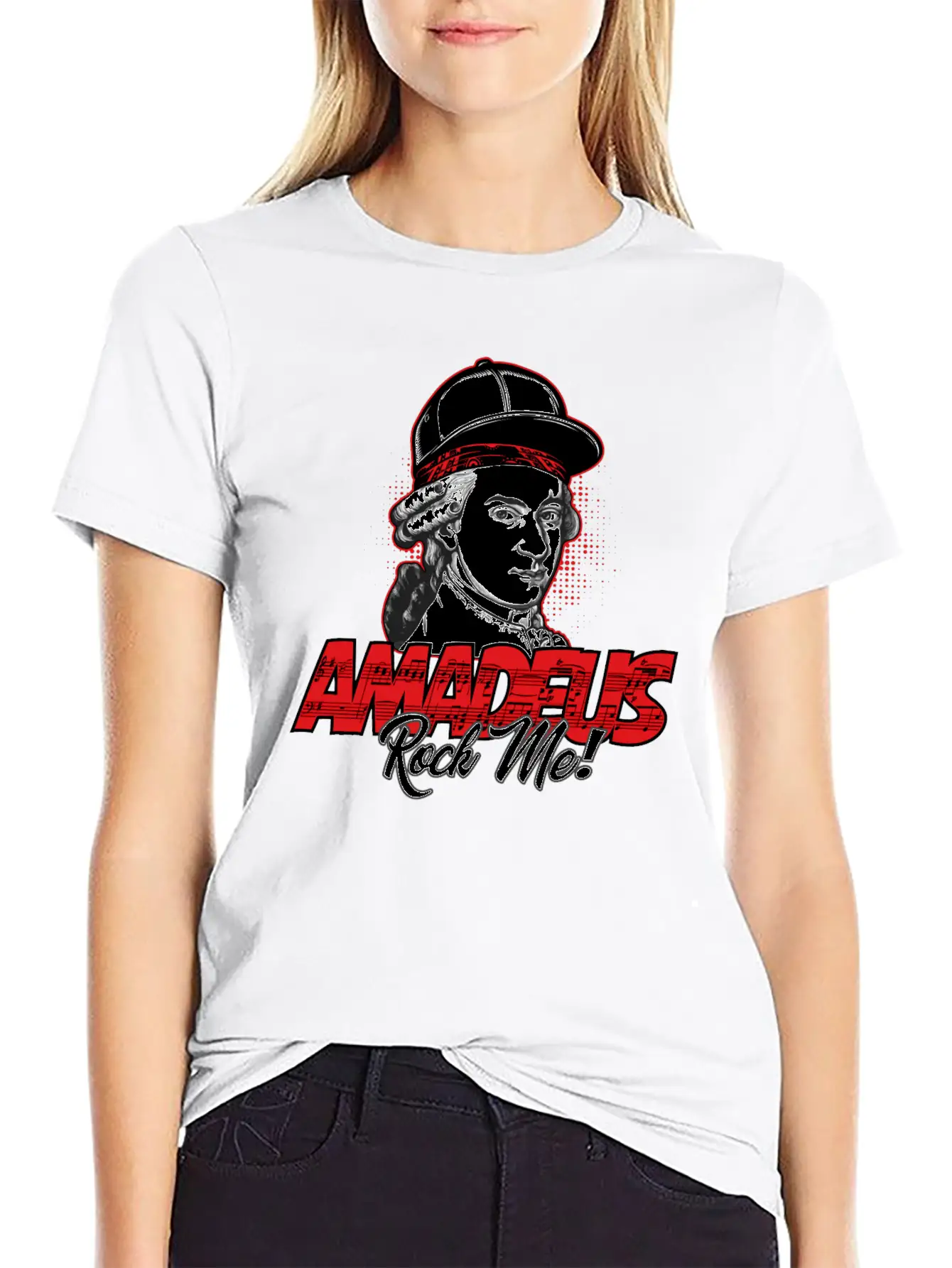 Amadeus Rock Me | Wolfgang Amadeus Mozart Classic Stylish Everyday T-Shirt – Unisex Basic Cotton Tee