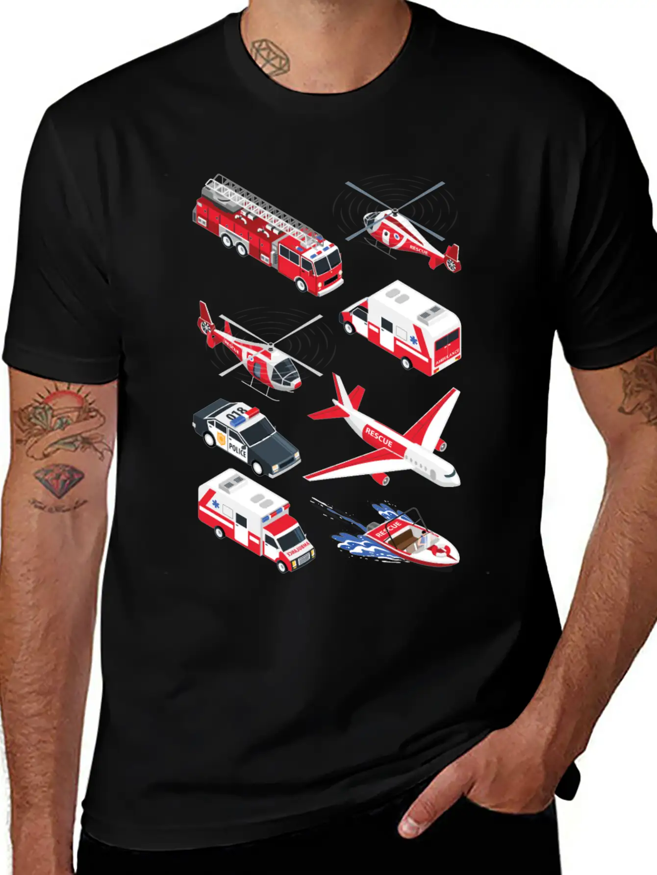 Ambulance Cars Boys Girls Fire Trucks Casual Graphic T-Shirt – Simple And Comfortable Daily Wear