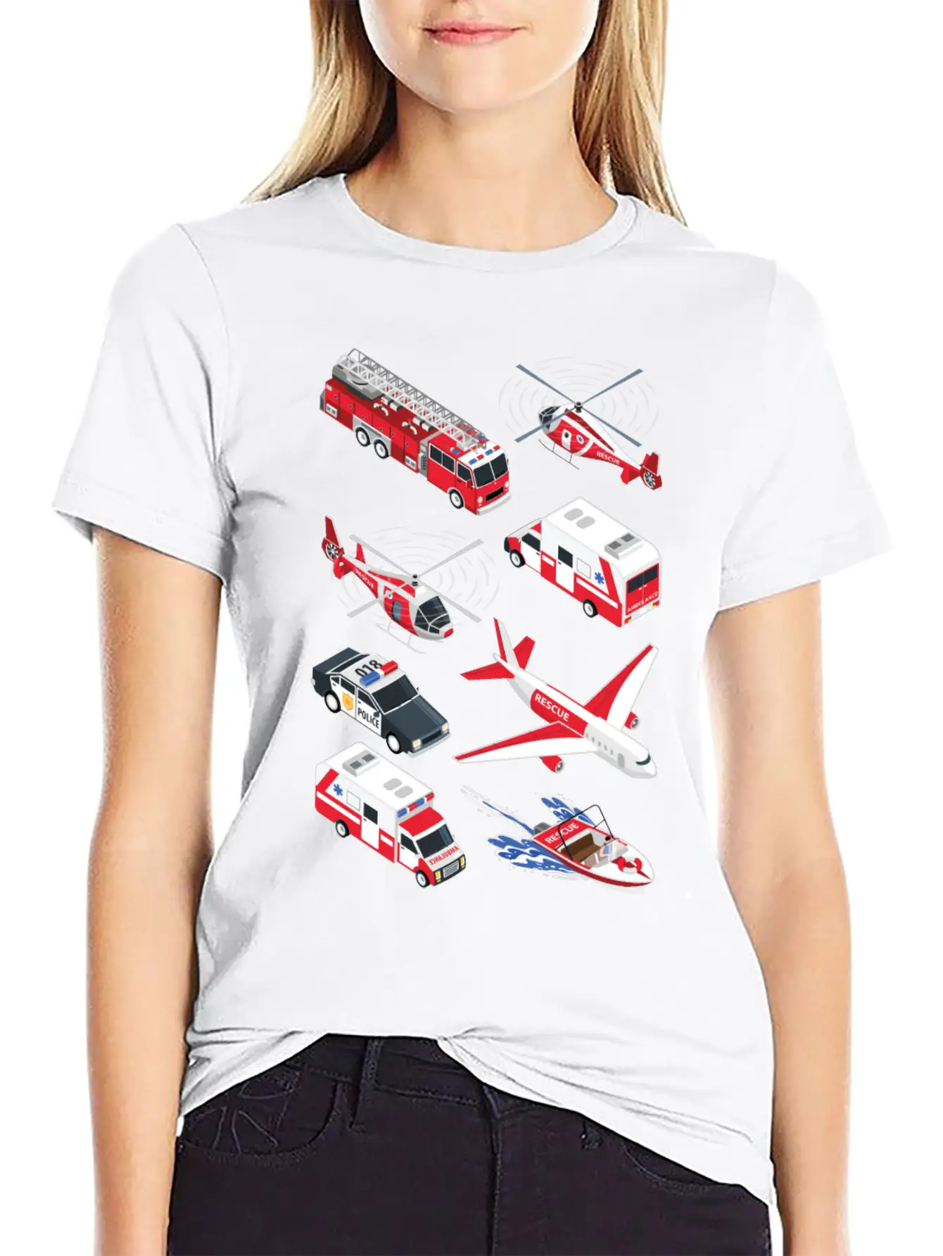 Ambulance Cars Boys Girls Fire Trucks Casual Graphic T-Shirt – Simple And Comfortable Daily Wear