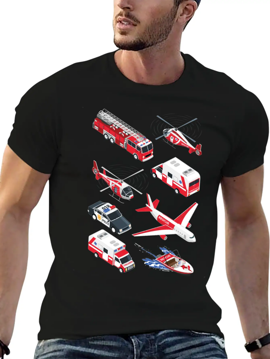 Ambulance Cars Boys Girls Fire Trucks Casual Graphic T-Shirt – Simple And Comfortable Daily Wear