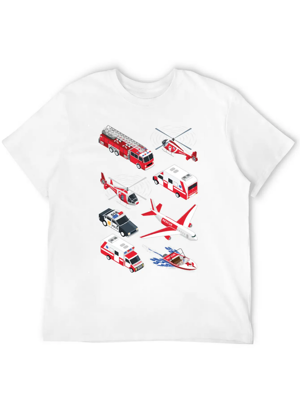 Ambulance Cars Boys Girls Fire Trucks Casual Graphic T-Shirt – Simple And Comfortable Daily Wear
