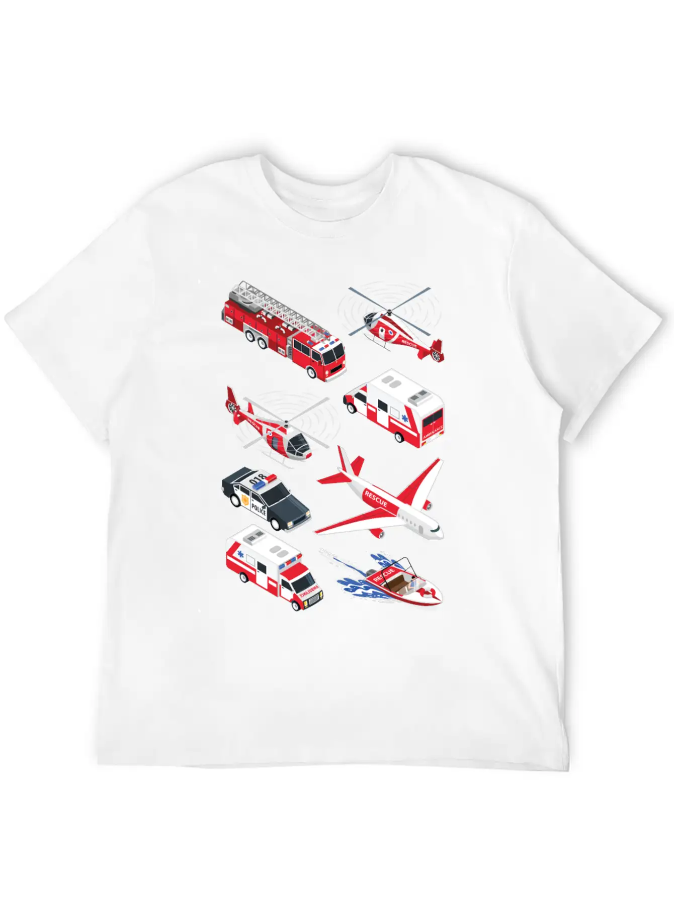 Ambulance Cars Boys Girls Fire Trucks Casual Graphic T-Shirt – Simple And Comfortable Daily Wear