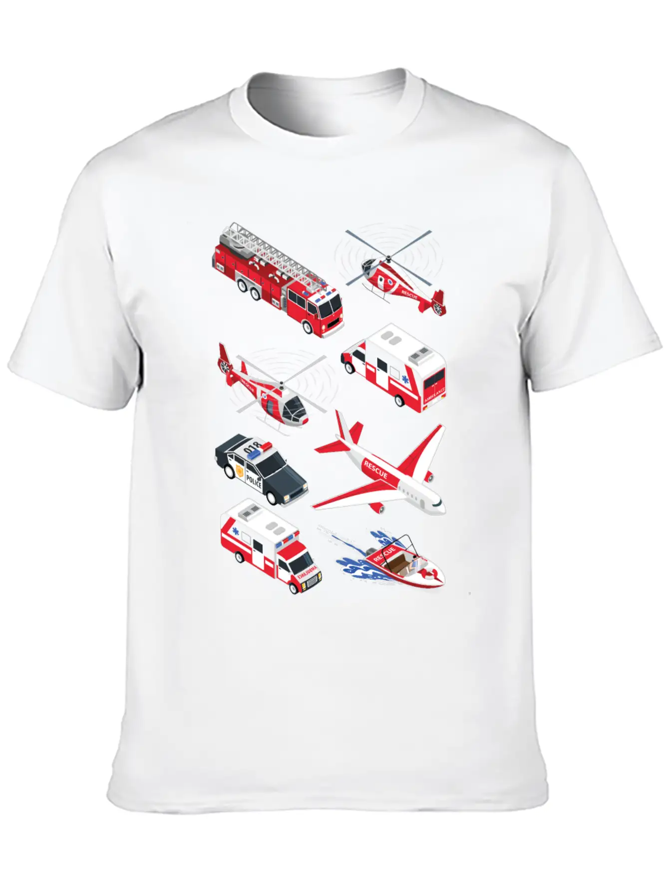 Ambulance Cars Boys Girls Fire Trucks Casual Graphic T-Shirt – Simple And Comfortable Daily Wear