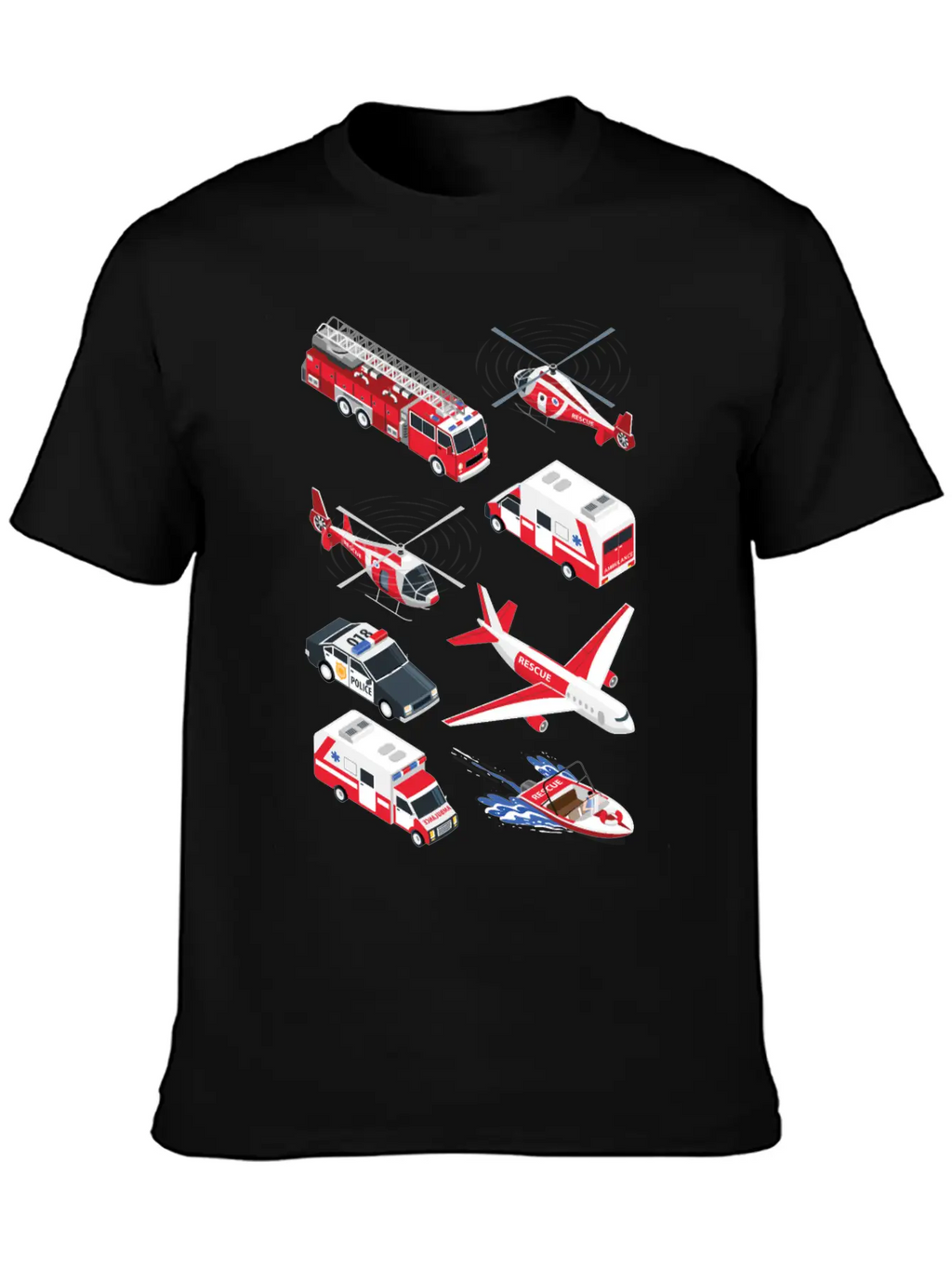 Ambulance Cars Boys Girls Fire Trucks Casual Graphic T-Shirt – Simple And Comfortable Daily Wear