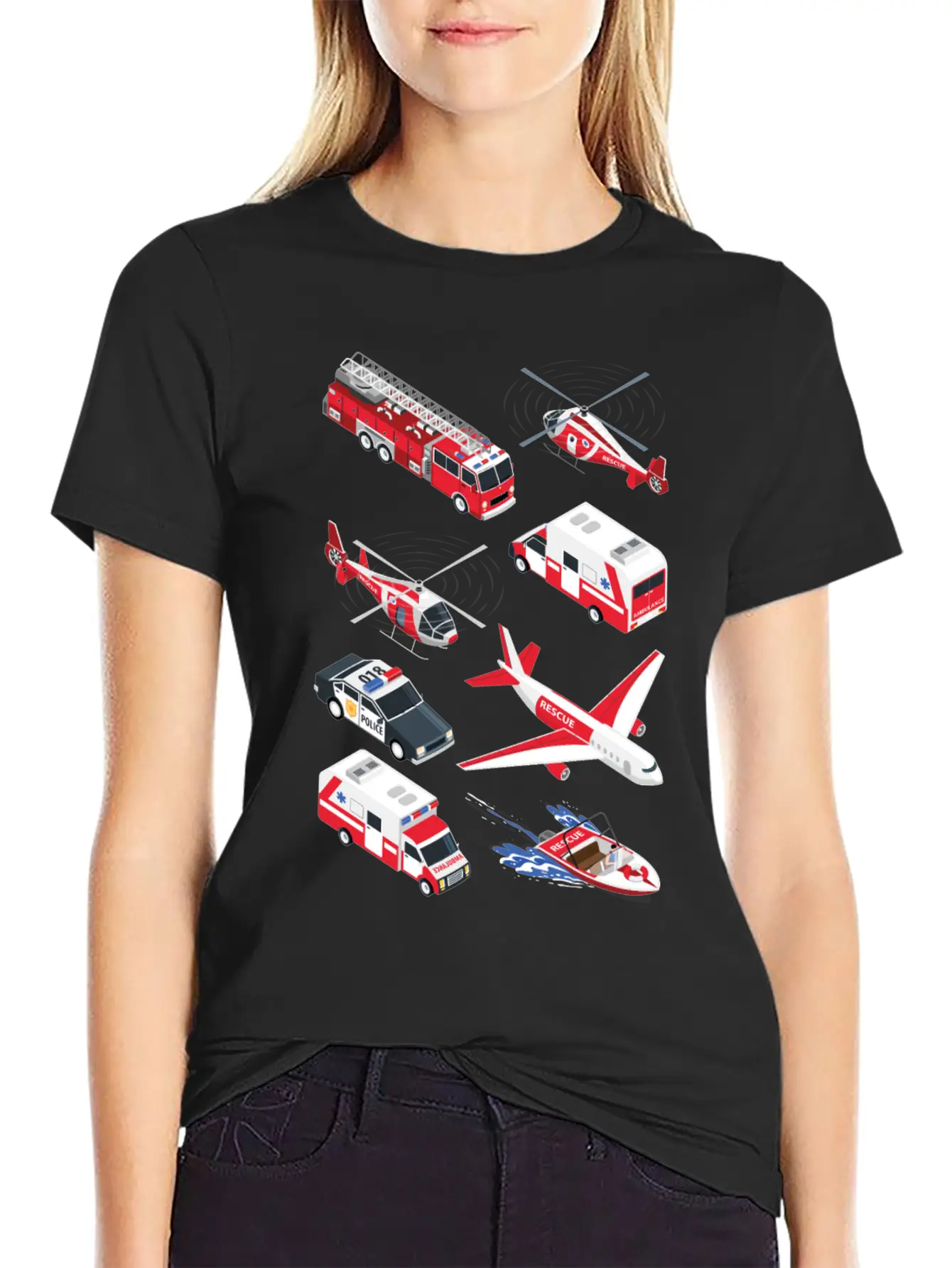 Ambulance Cars Boys Girls Fire Trucks Casual Graphic T-Shirt – Simple And Comfortable Daily Wear