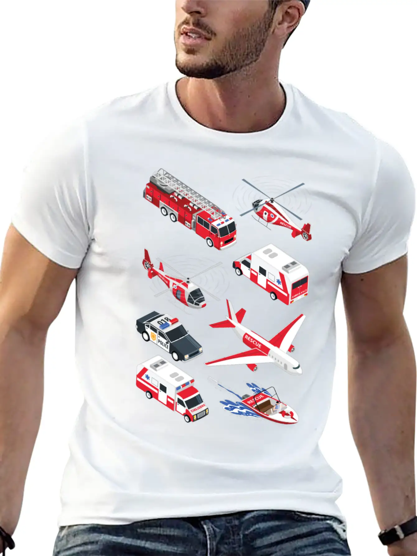 Ambulance Cars Boys Girls Fire Trucks Casual Graphic T-Shirt – Simple And Comfortable Daily Wear