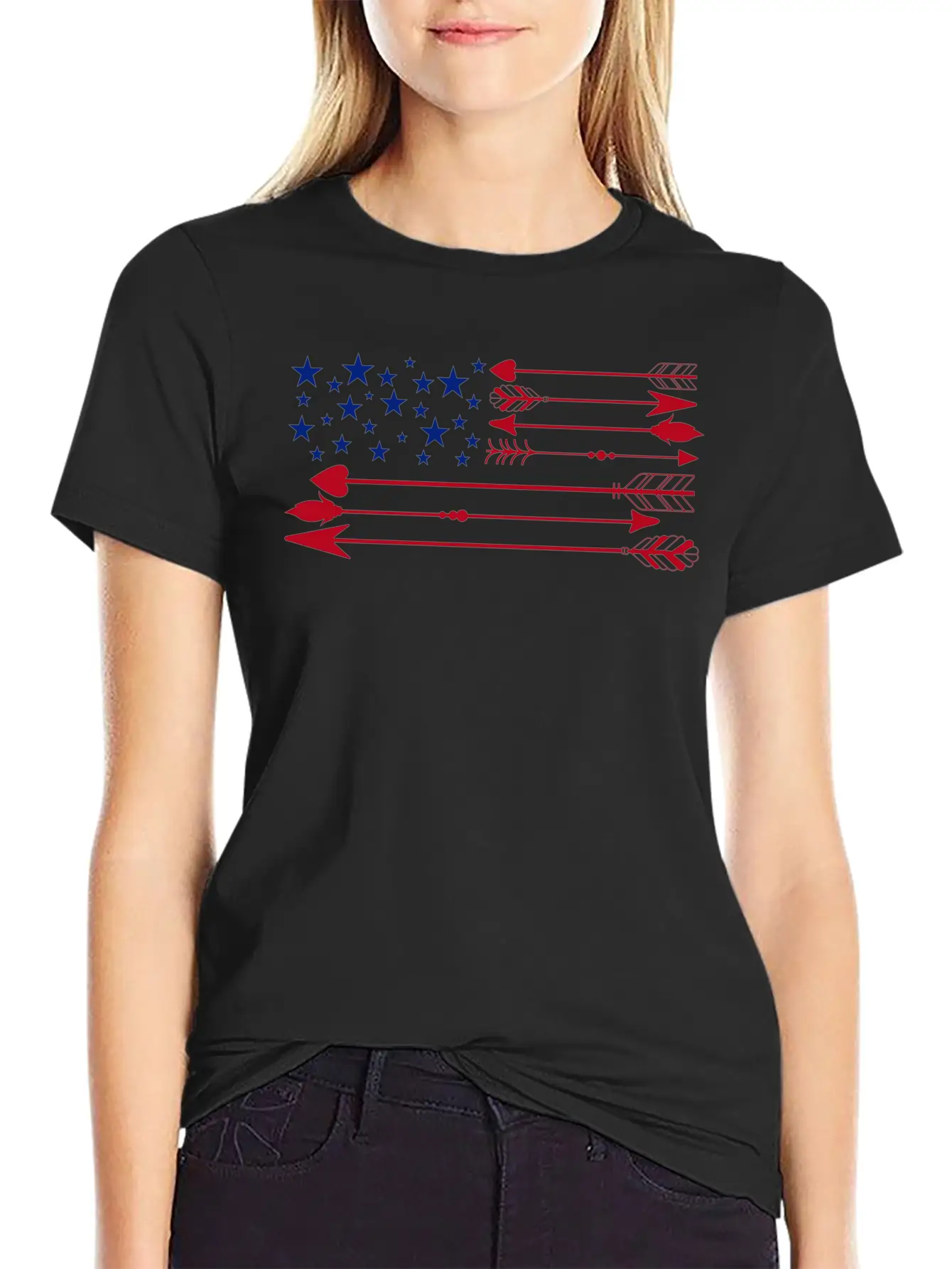 America Flag Arrow 4th Of July Unisex Short Sleeve Soft Cotton T-Shirt – Casual Everyday Wear