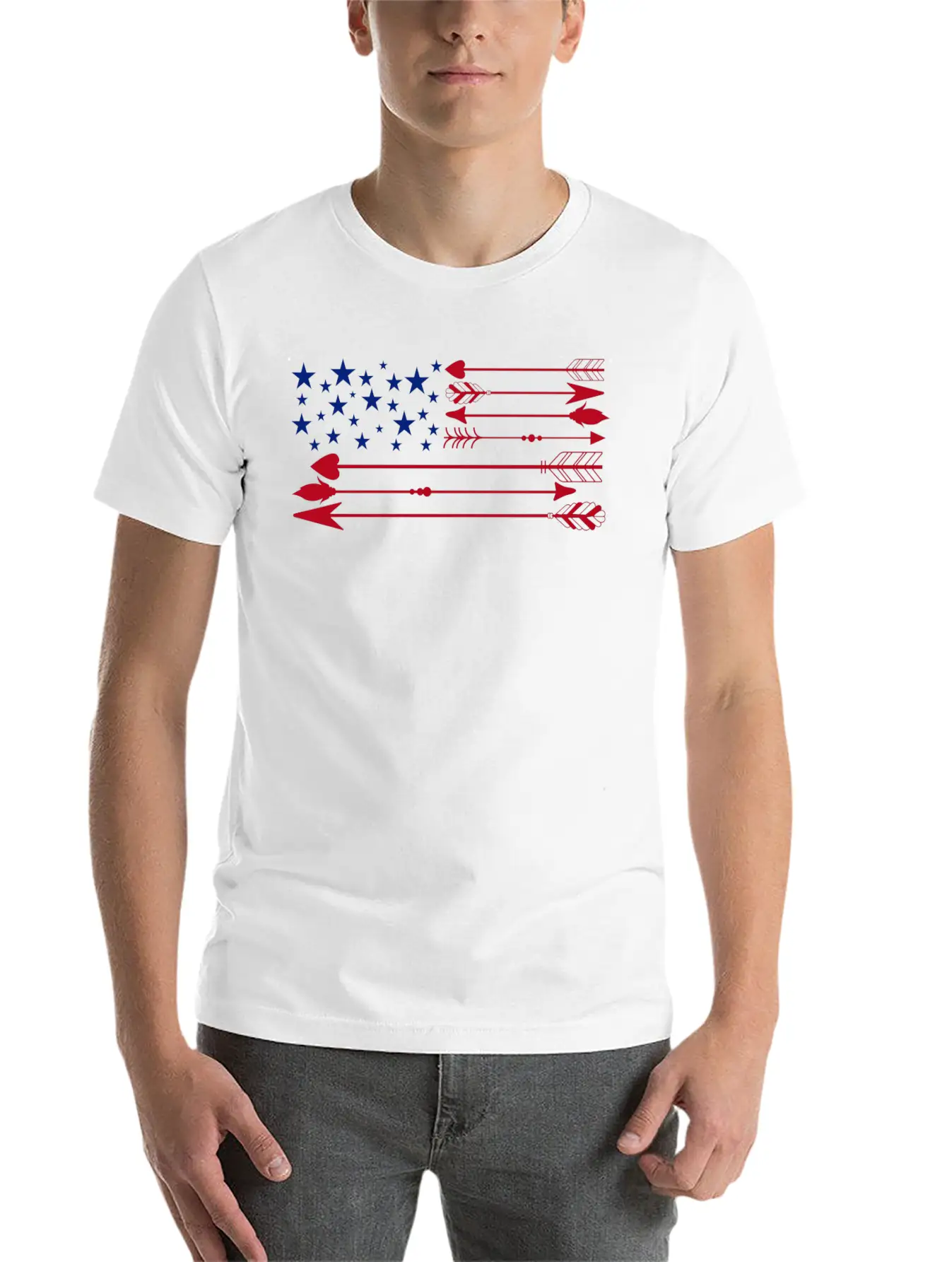 America Flag Arrow 4th Of July Unisex Short Sleeve Soft Cotton T-Shirt – Casual Everyday Wear