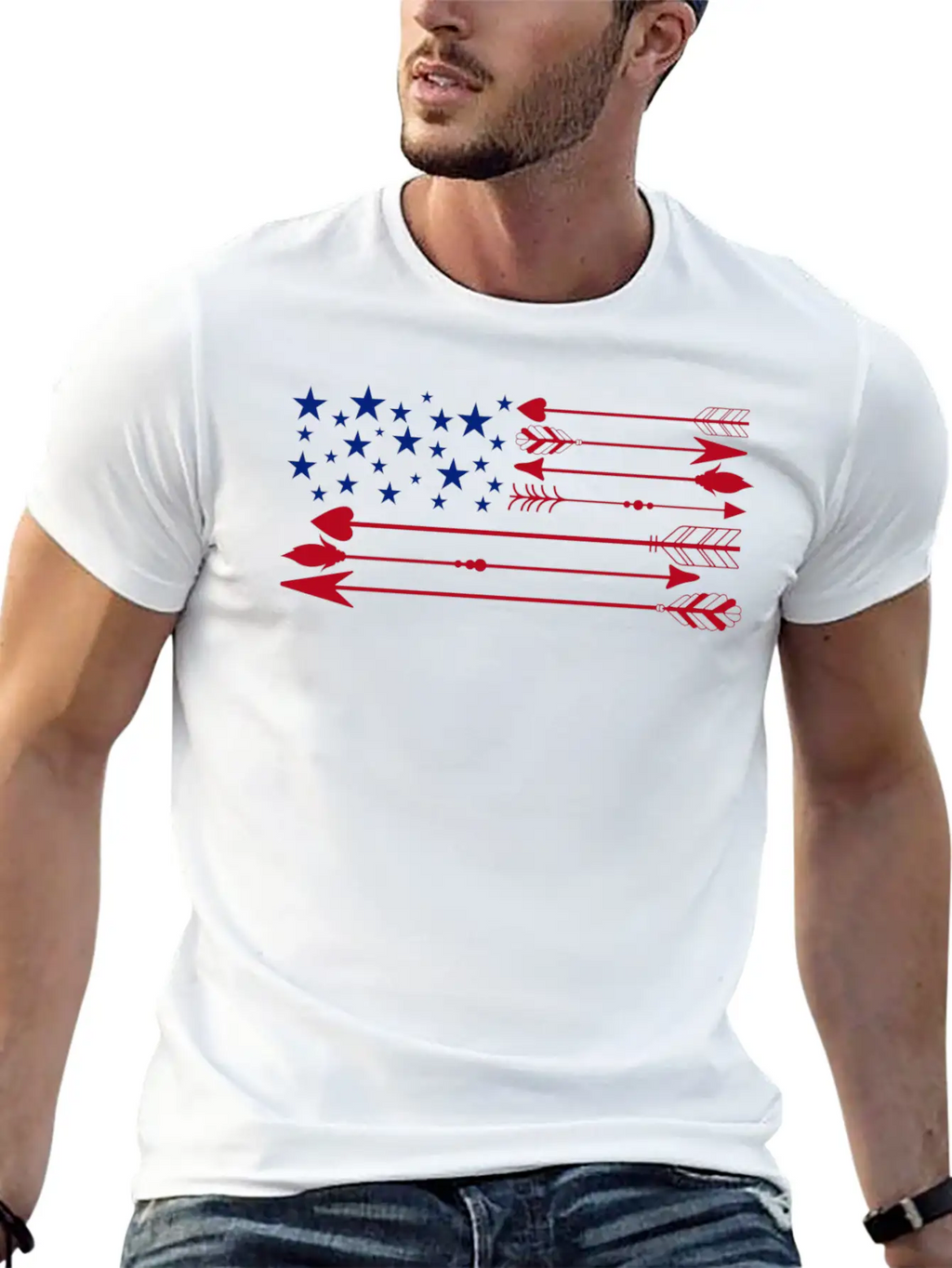 America Flag Arrow 4th Of July Unisex Short Sleeve Soft Cotton T-Shirt – Casual Everyday Wear