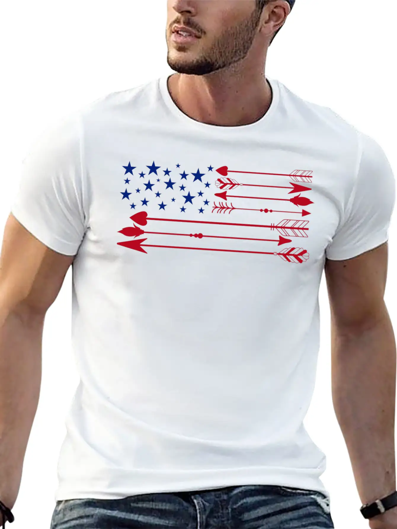 America Flag Arrow 4th Of July Unisex Short Sleeve Soft Cotton T-Shirt – Casual Everyday Wear