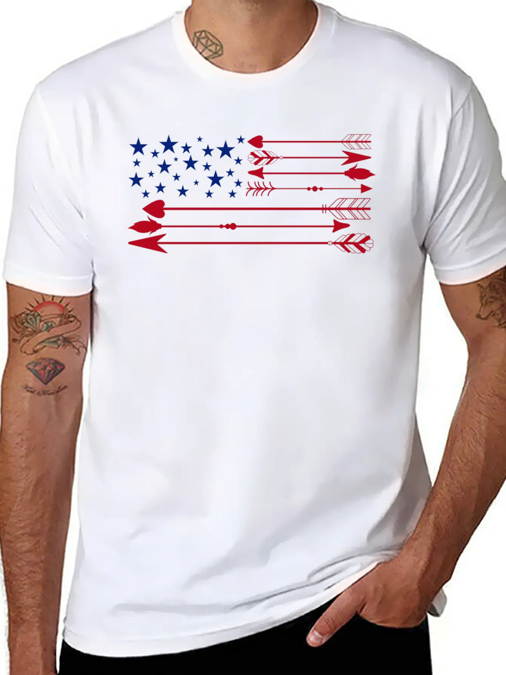 America Flag Arrow 4th Of July Unisex Short Sleeve Soft Cotton T-Shirt – Casual Everyday Wear