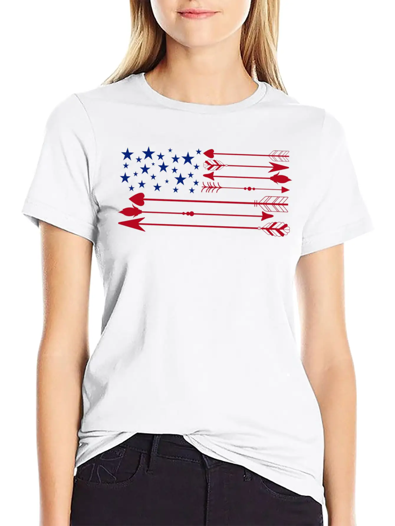 America Flag Arrow 4th Of July Unisex Short Sleeve Soft Cotton T-Shirt – Casual Everyday Wear