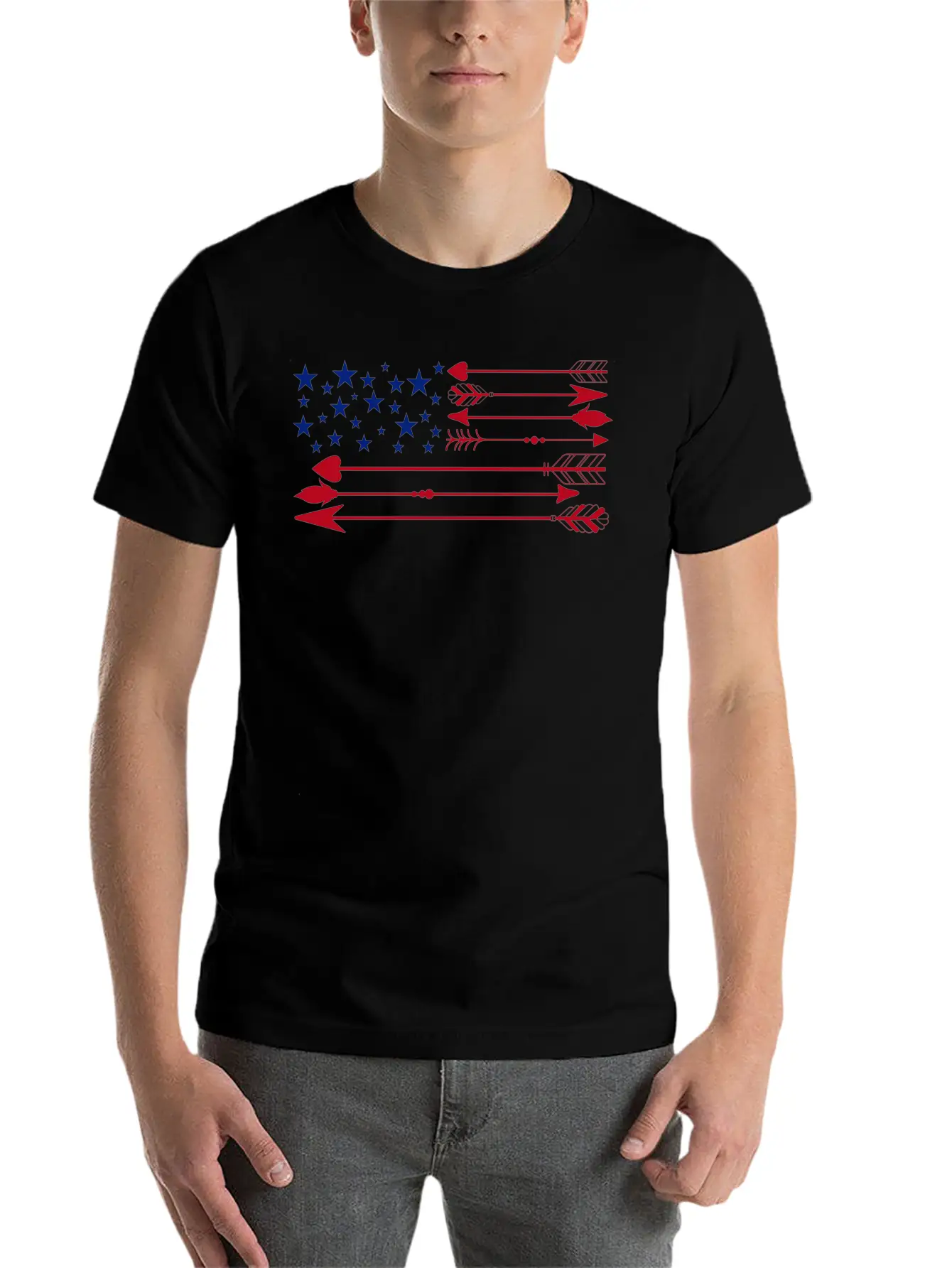 America Flag Arrow 4th Of July Unisex Short Sleeve Soft Cotton T-Shirt – Casual Everyday Wear
