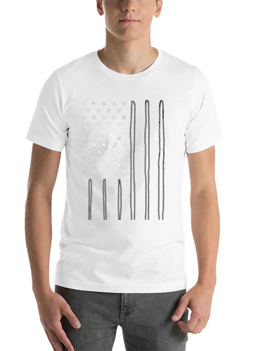 America Flag Dog Tag Unisex Short Sleeve Soft Cotton T-Shirt – Casual Everyday Wear