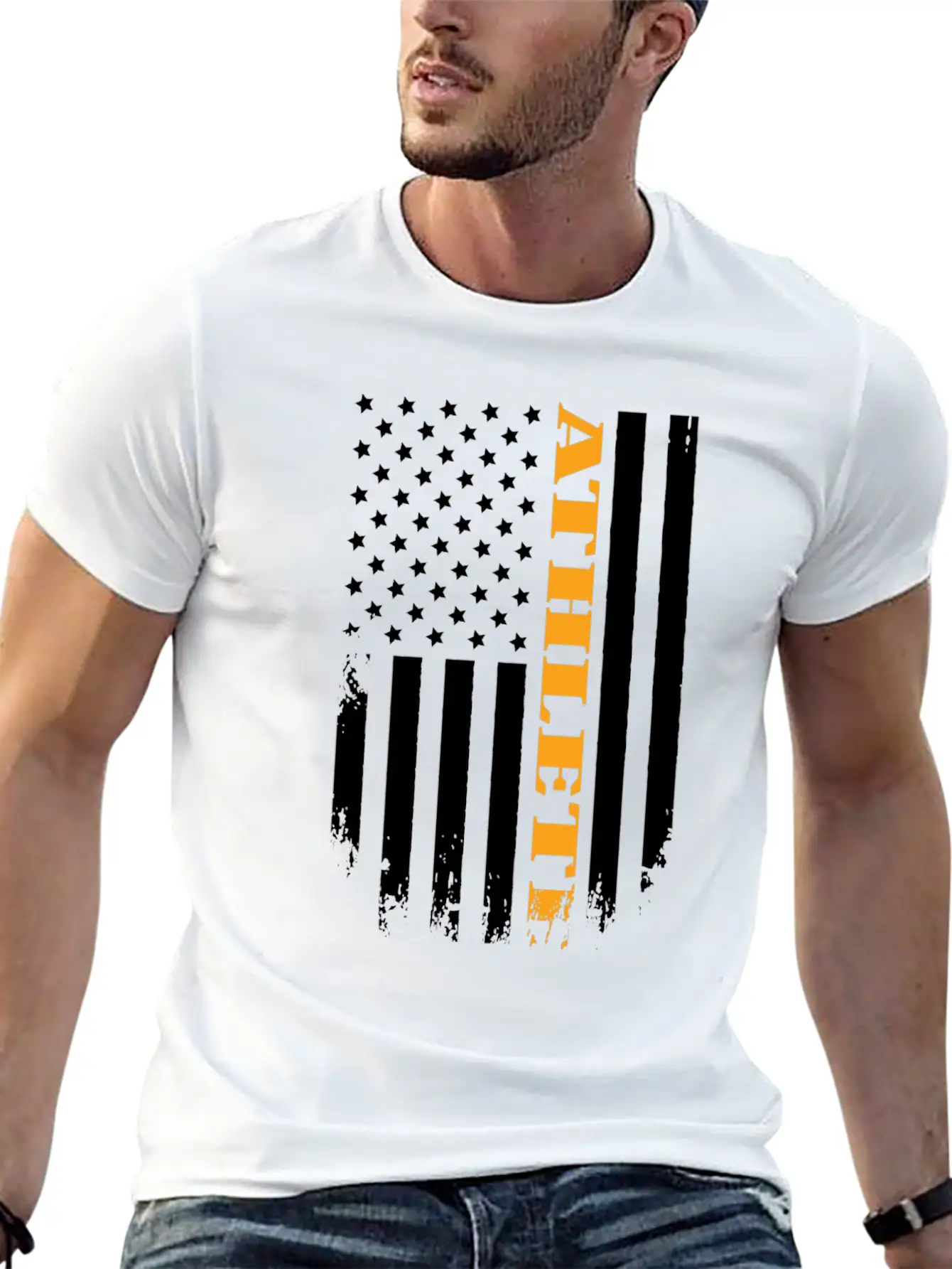 American Athlete Proud Of My Country Casual Graphic T-Shirt – Simple And Comfortable Daily Wear