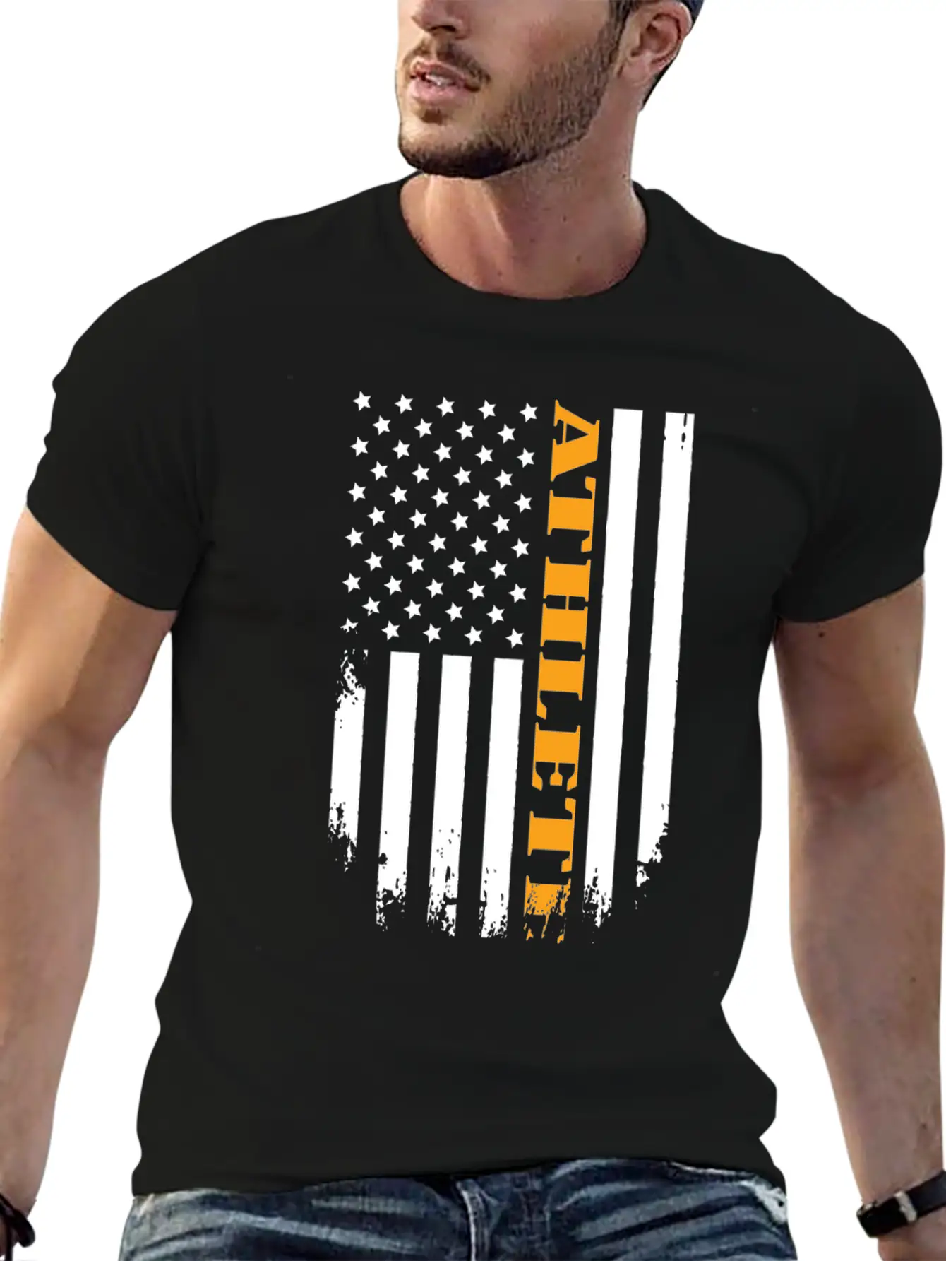 American Athlete Proud Of My Country Casual Graphic T-Shirt – Simple And Comfortable Daily Wear