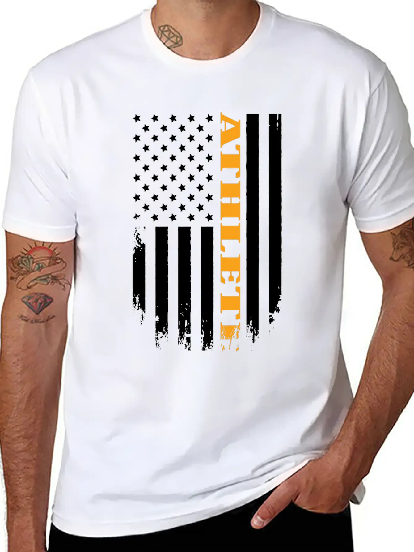 American Athlete Proud Of My Country Casual Graphic T-Shirt – Simple And Comfortable Daily Wear
