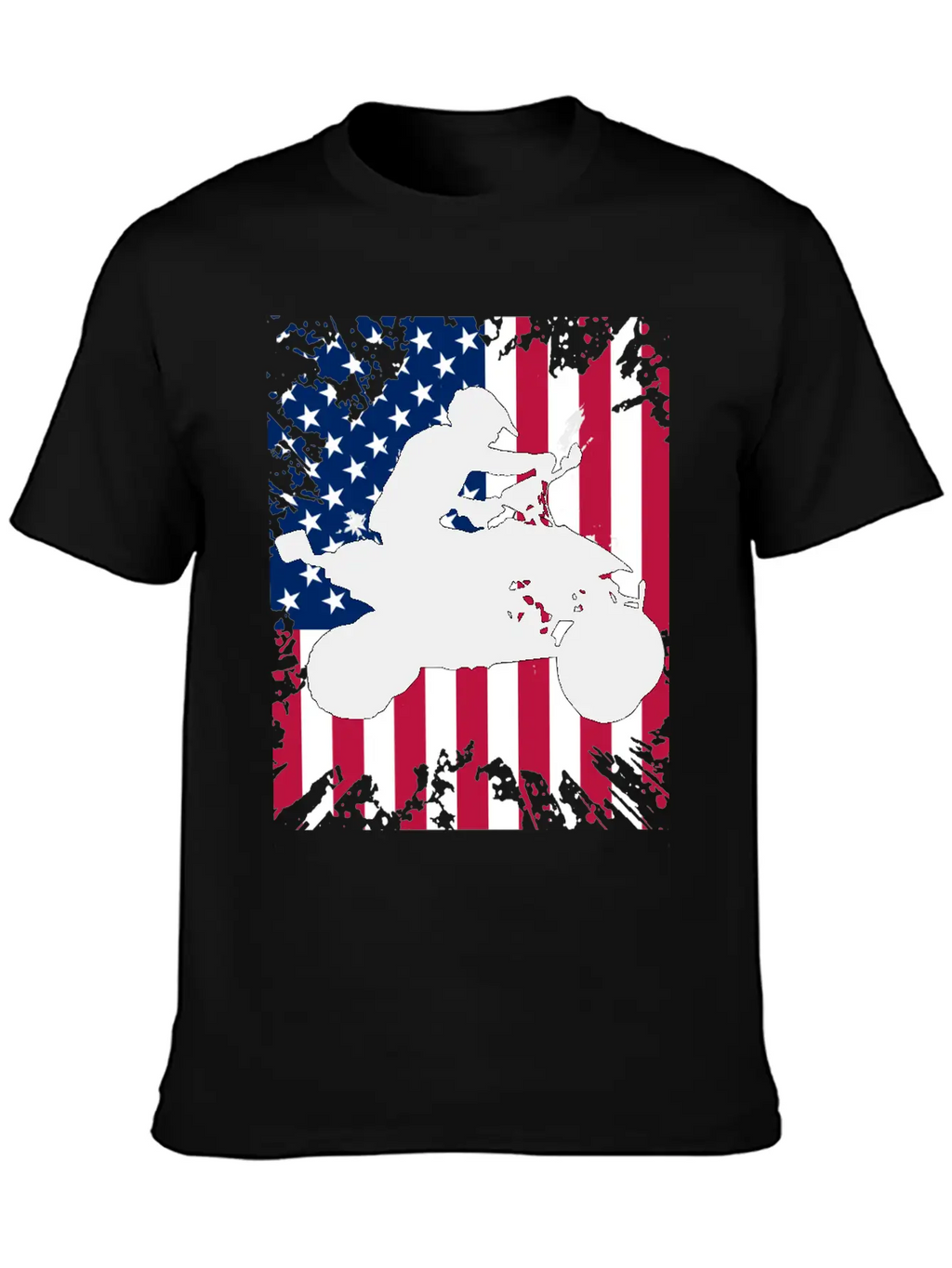 American Flag ATV Silhouette - Four Wheeling Idea Unisex Short Sleeve Soft Cotton T-Shirt – Casual Everyday Wear