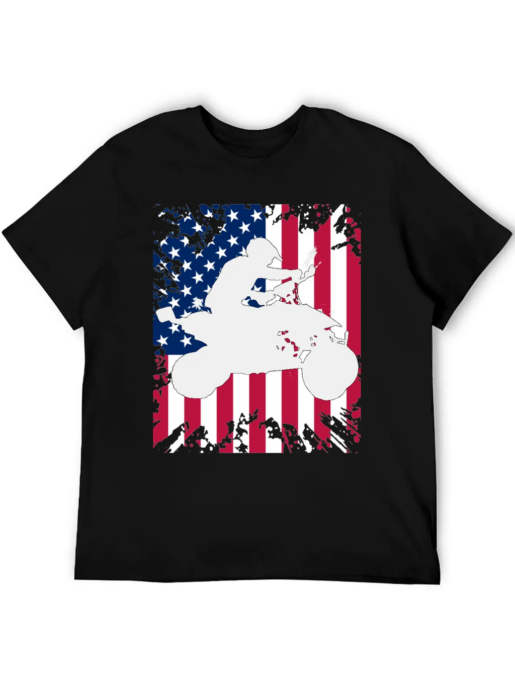 American Flag ATV Silhouette - Four Wheeling Idea Unisex Short Sleeve Soft Cotton T-Shirt – Casual Everyday Wear