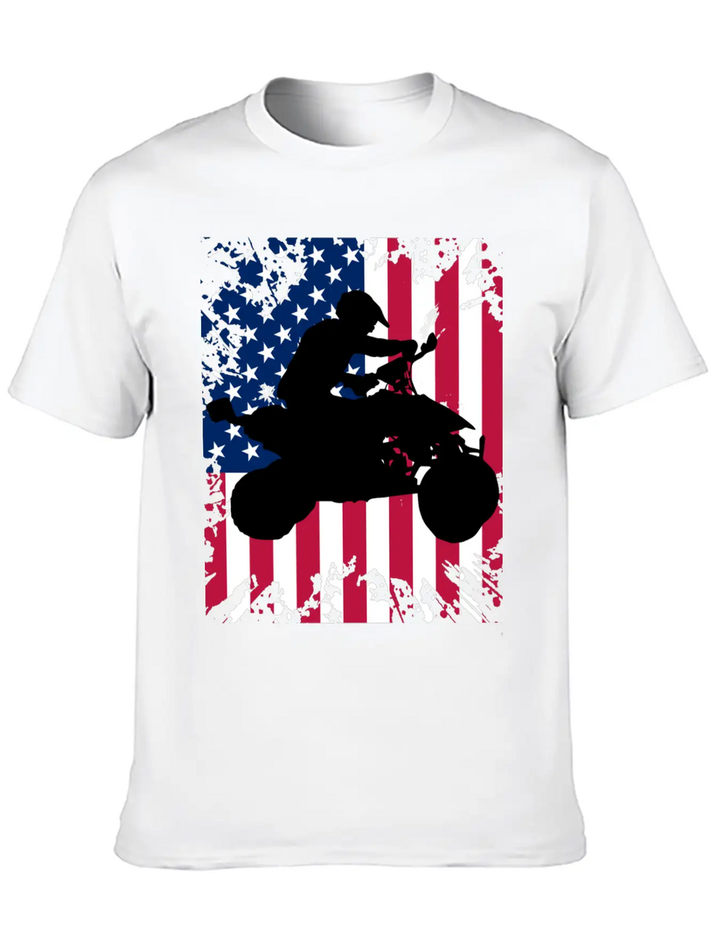 American Flag ATV Silhouette - Four Wheeling Idea Unisex Short Sleeve Soft Cotton T-Shirt – Casual Everyday Wear