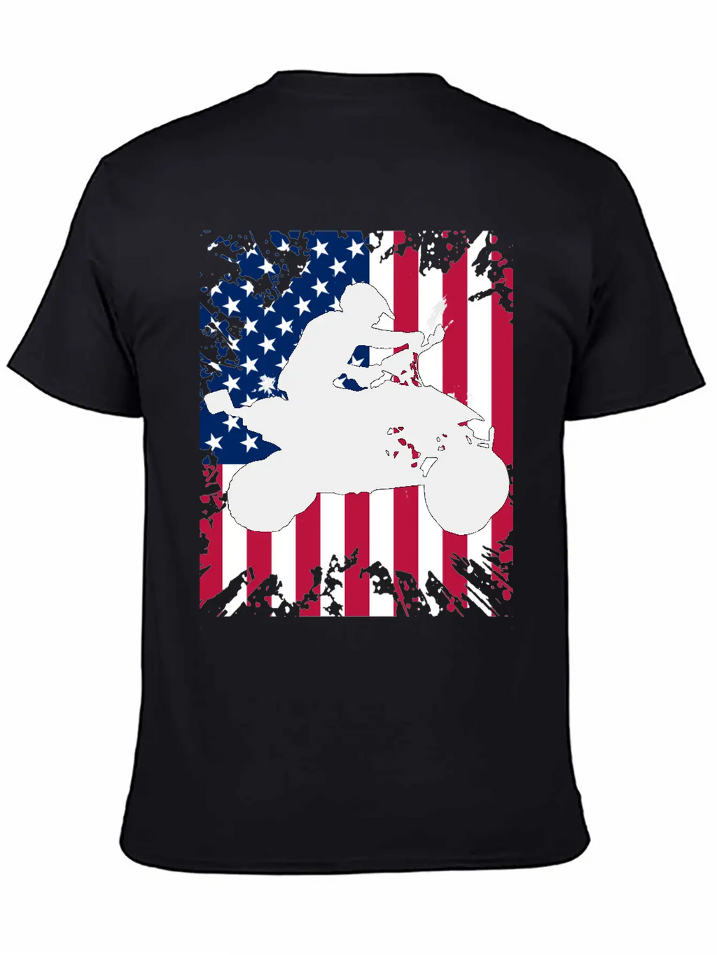 American Flag ATV Silhouette - Four Wheeling Idea Unisex Short Sleeve Soft Cotton T-Shirt – Casual Everyday Wear