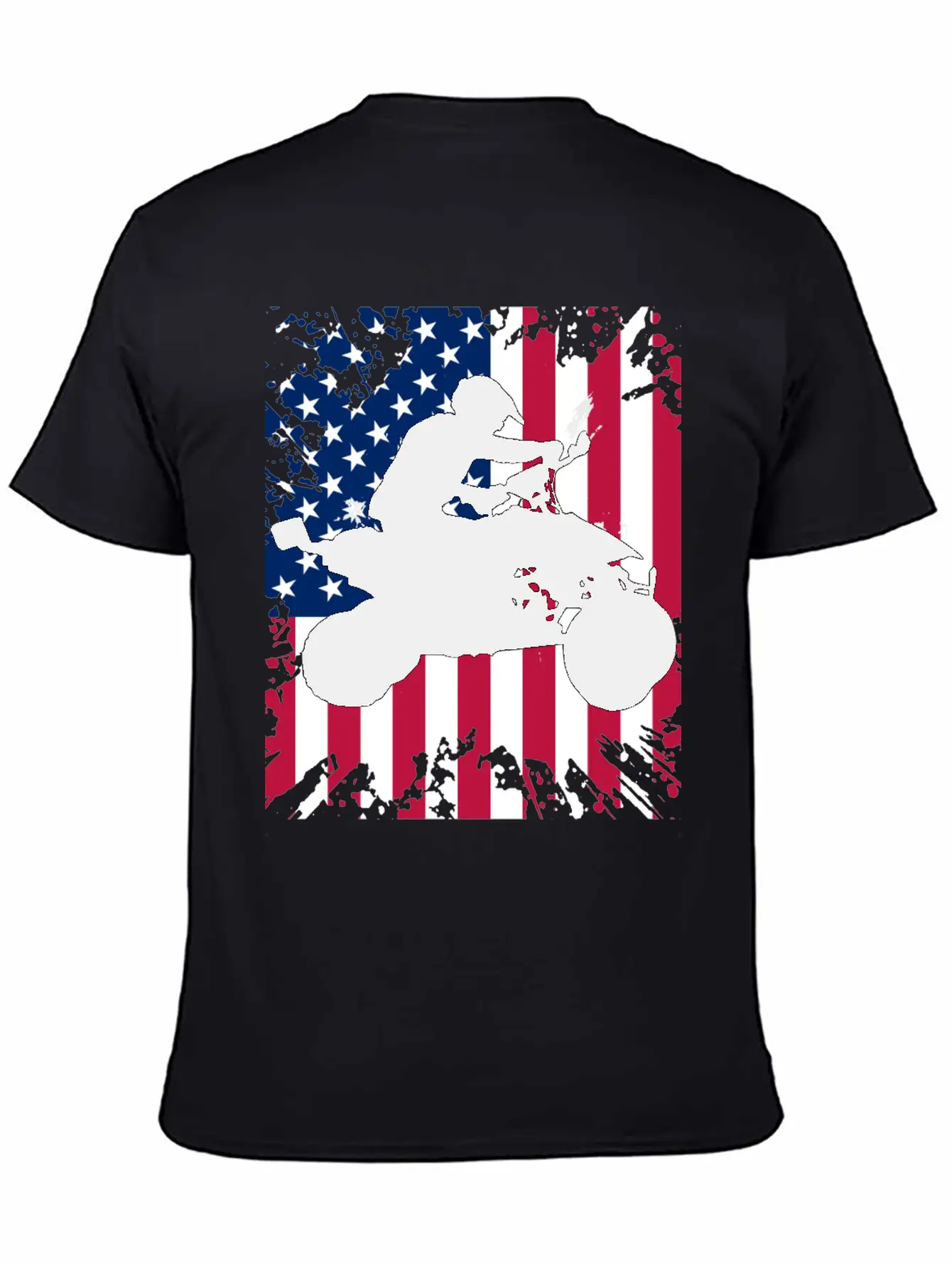 American Flag ATV Silhouette - Four Wheeling Idea Unisex Short Sleeve Soft Cotton T-Shirt – Casual Everyday Wear