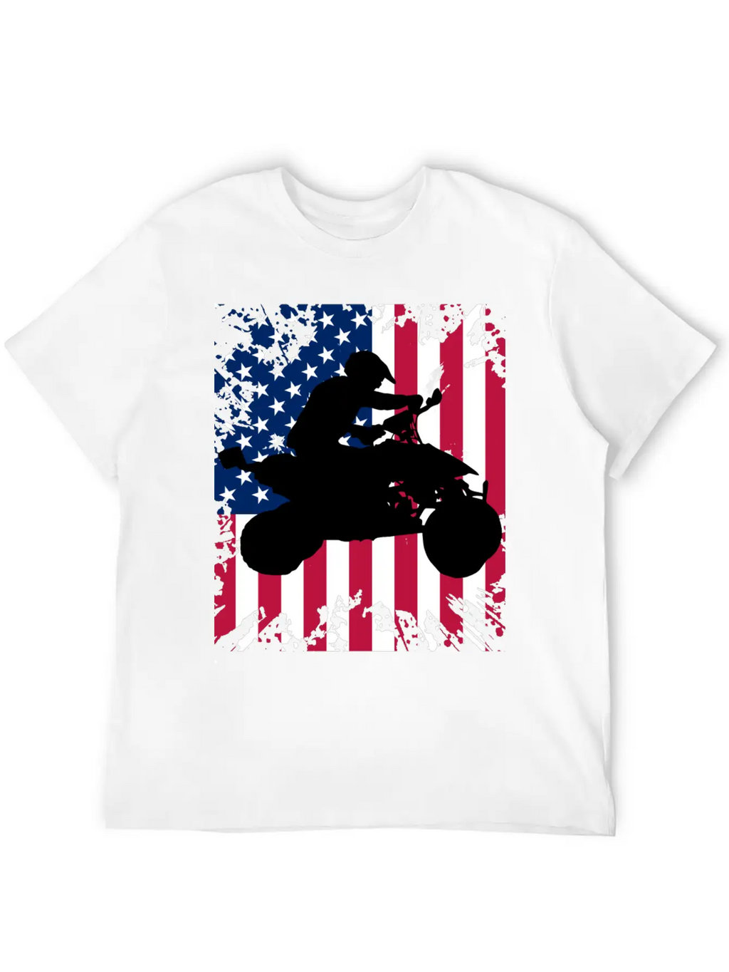 American Flag ATV Silhouette - Four Wheeling Idea Unisex Short Sleeve Soft Cotton T-Shirt – Casual Everyday Wear