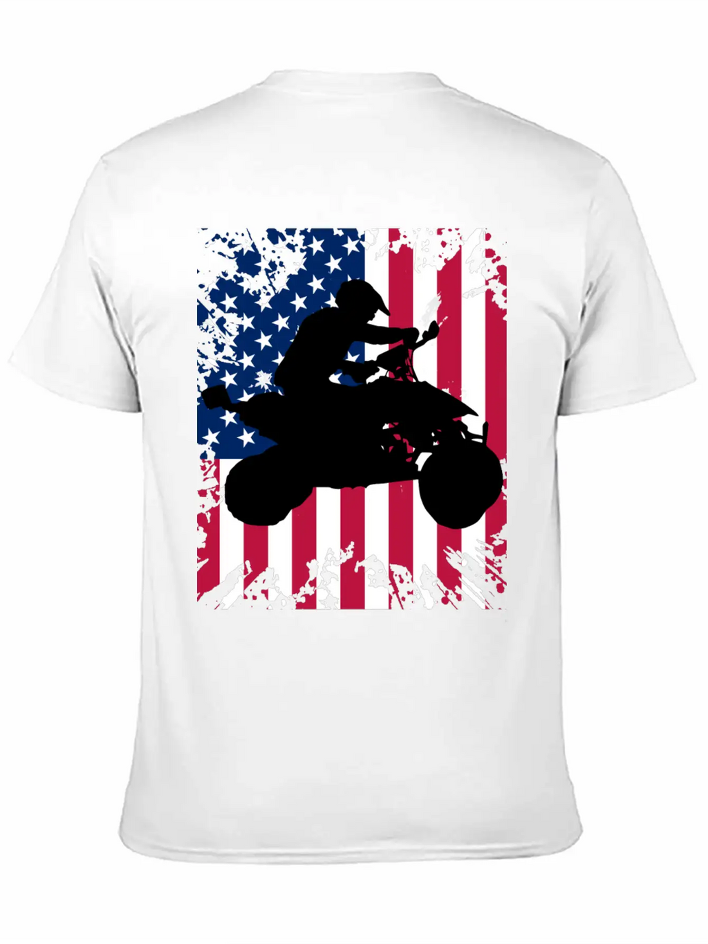 American Flag ATV Silhouette - Four Wheeling Idea Unisex Short Sleeve Soft Cotton T-Shirt – Casual Everyday Wear