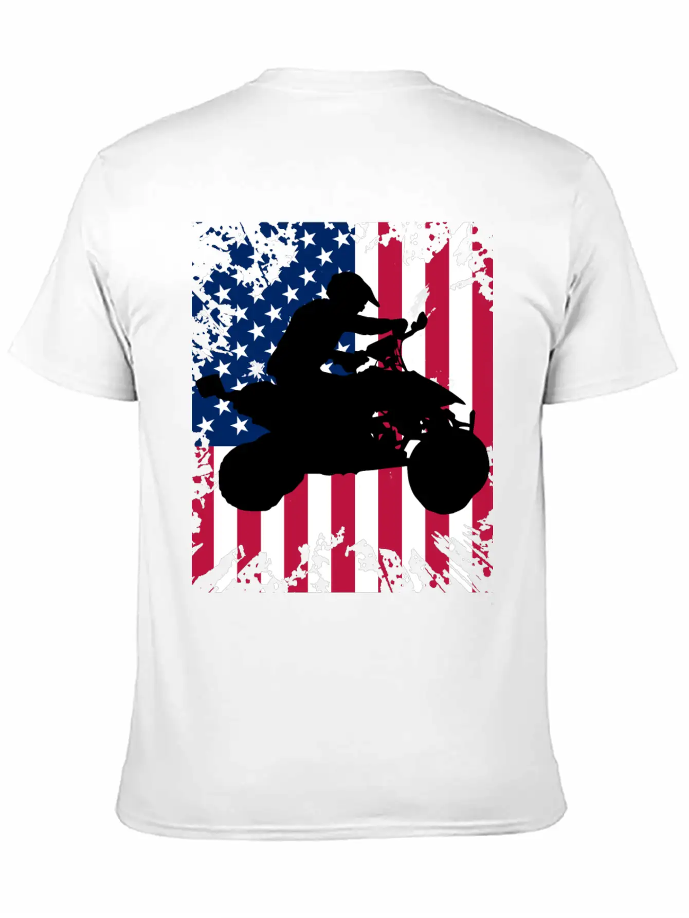 American Flag ATV Silhouette - Four Wheeling Idea Unisex Short Sleeve Soft Cotton T-Shirt – Casual Everyday Wear