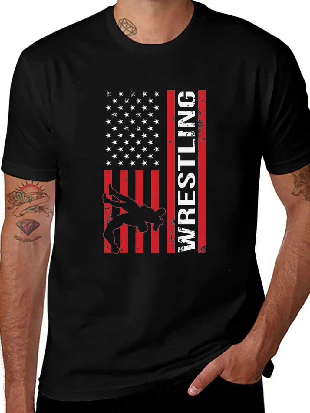 American Flag Competitive Wrestling Stylish Everyday T-Shirt – Unisex Basic Cotton Tee