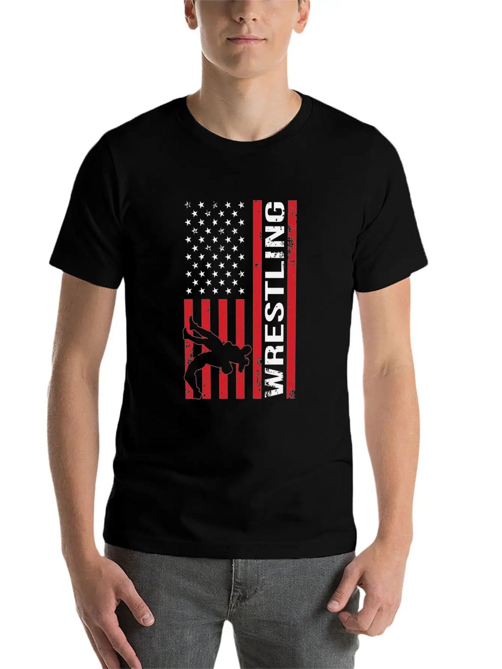 American Flag Competitive Wrestling Stylish Everyday T-Shirt – Unisex Basic Cotton Tee